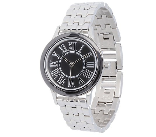 Stainless Steel Panther Link Watch with CeramicAccent