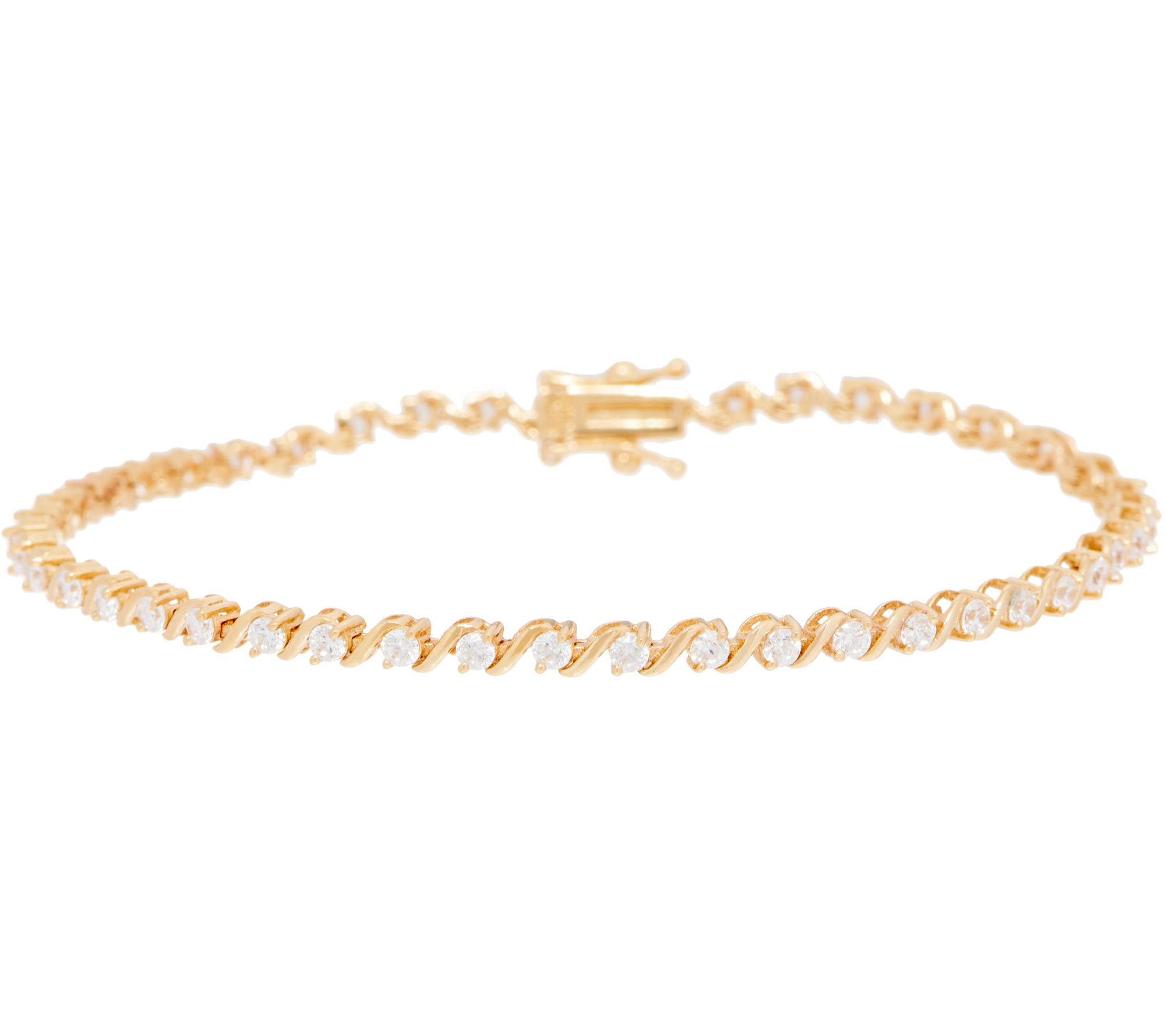 Diamonique S-Bar Tennis Bracelet 14K Gold - QVC.com