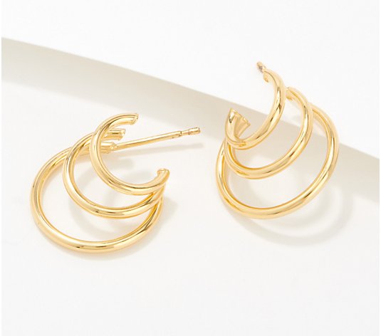 Gold One 1K Gold Triple Hoop Earrings