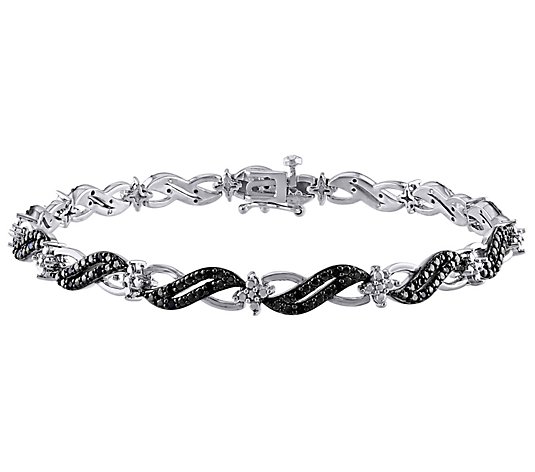Affinity 0.25 cttw Black Diamond Link Bracelet,Sterling