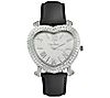 Peugeot Women's Stainless Heart-Shaped CrystalLeather Watch