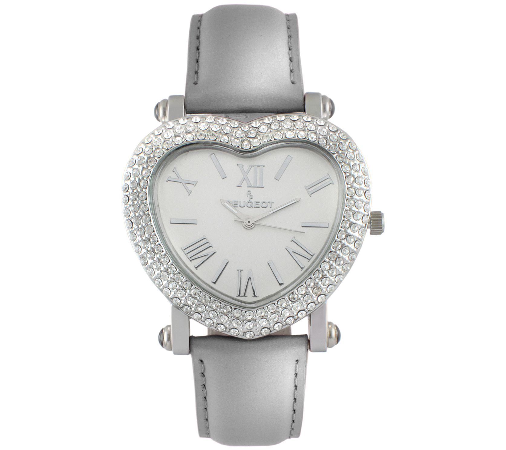 Peugeot Women's Stainless Heart-Shaped CrystalLeather Watch