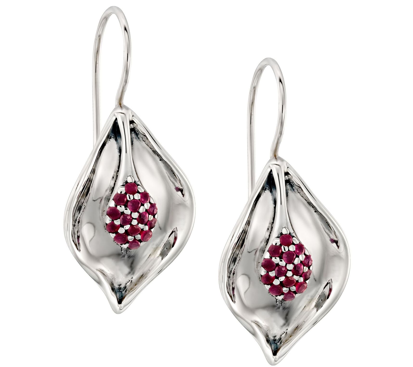 Hagit Sterling Silver Ruby Cluster Dangle Earrings - QVC.com