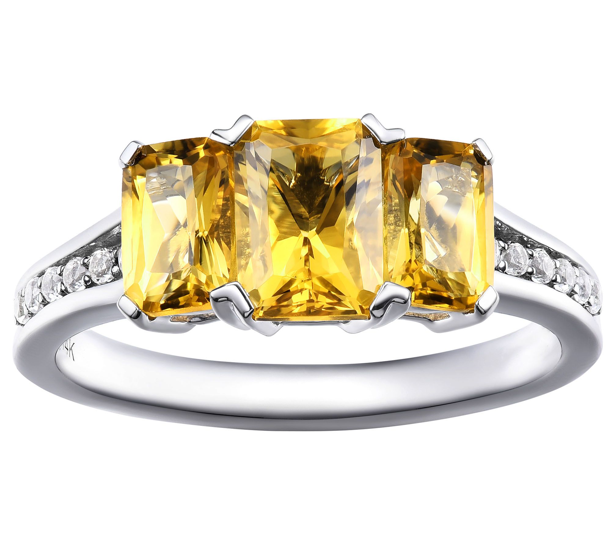 14K Gold Radiant-Cut 3-Stone Gemstone Ring - QVC.com