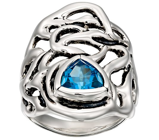 Hagit Sterling Trillion-Cut Blue Topaz Swirl Ring