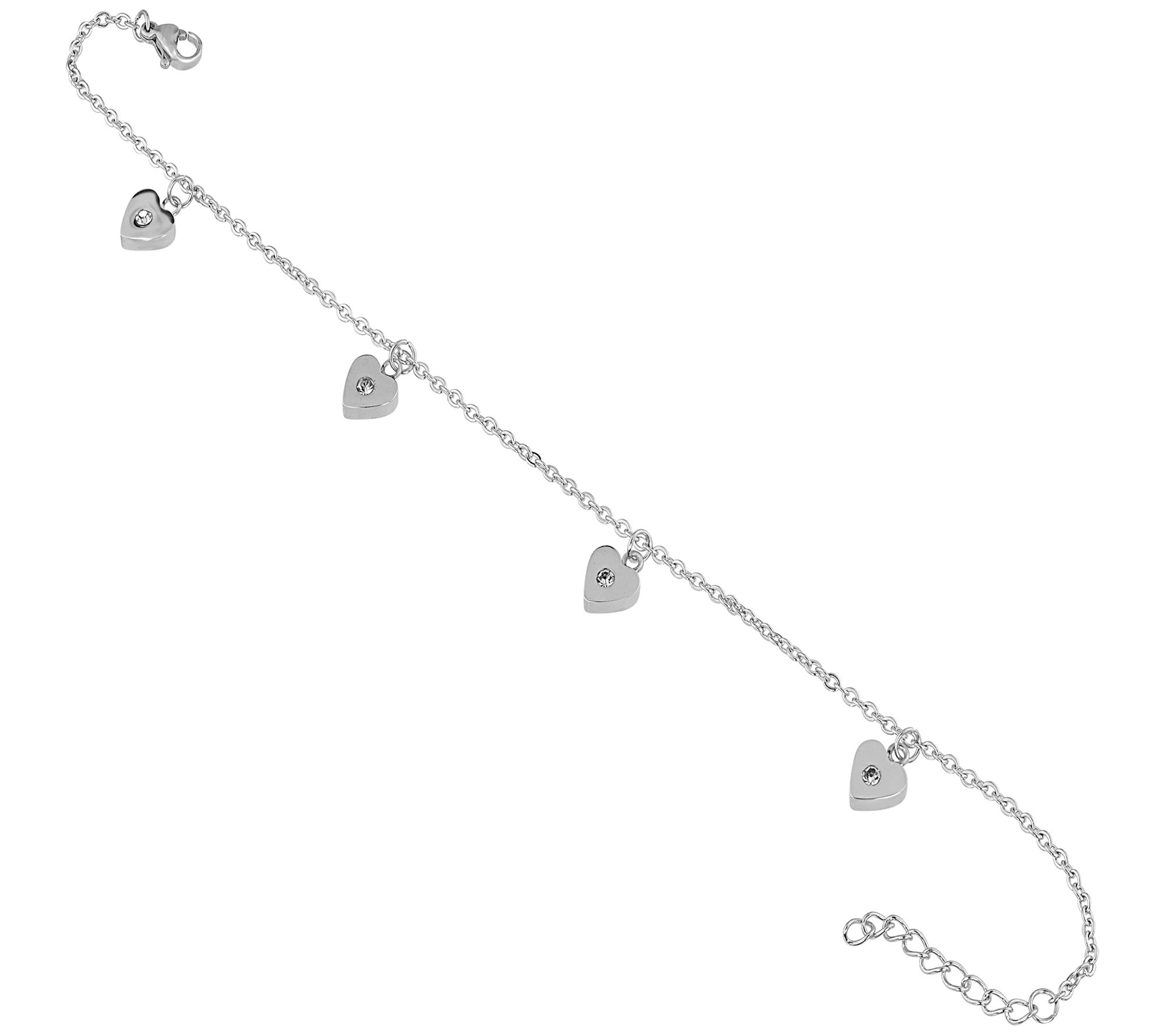 Steel by Design Heart & Crystal Anklet