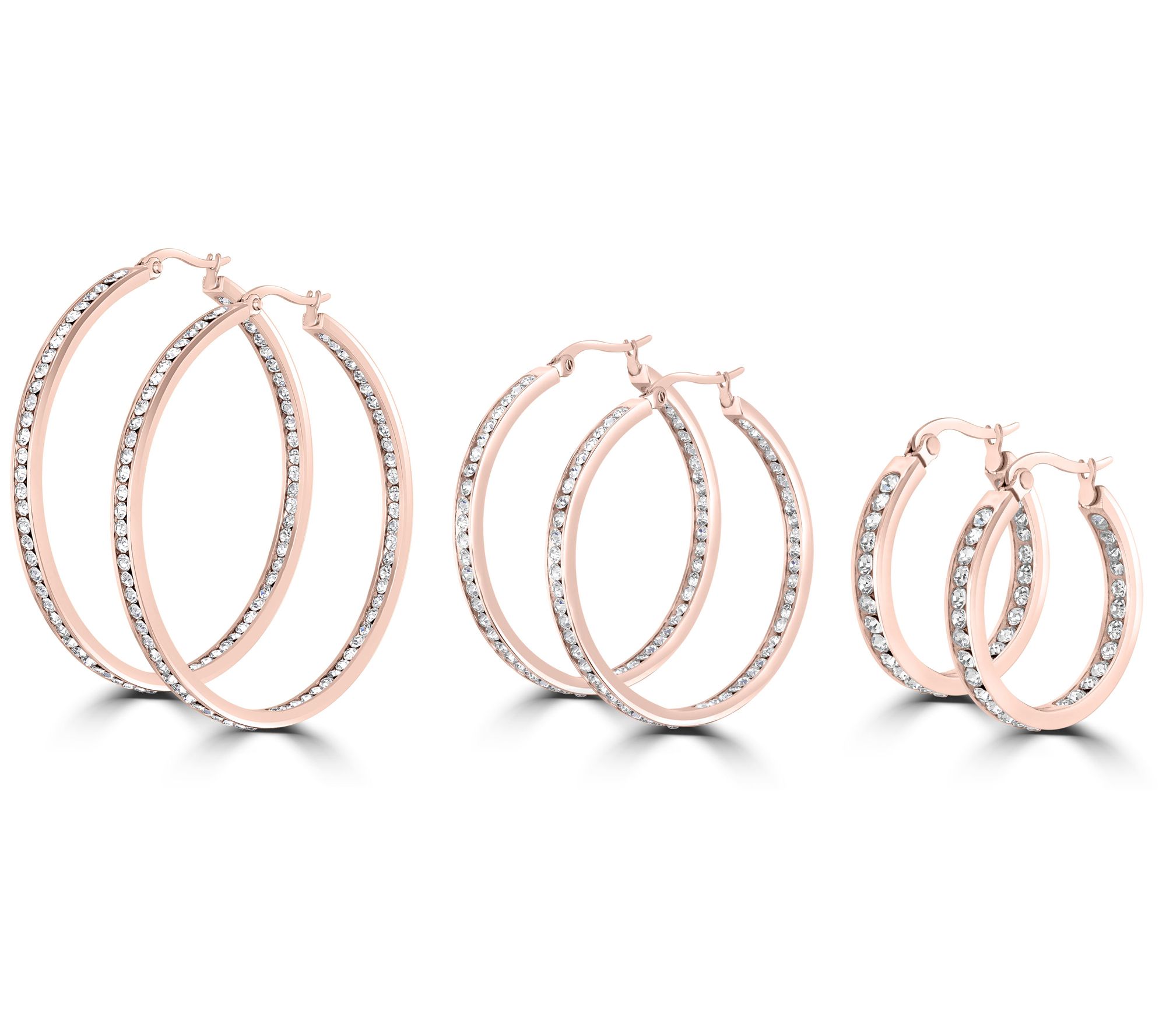 Steel by Design Set of 3 Inside-Out Hoop Earrin gs