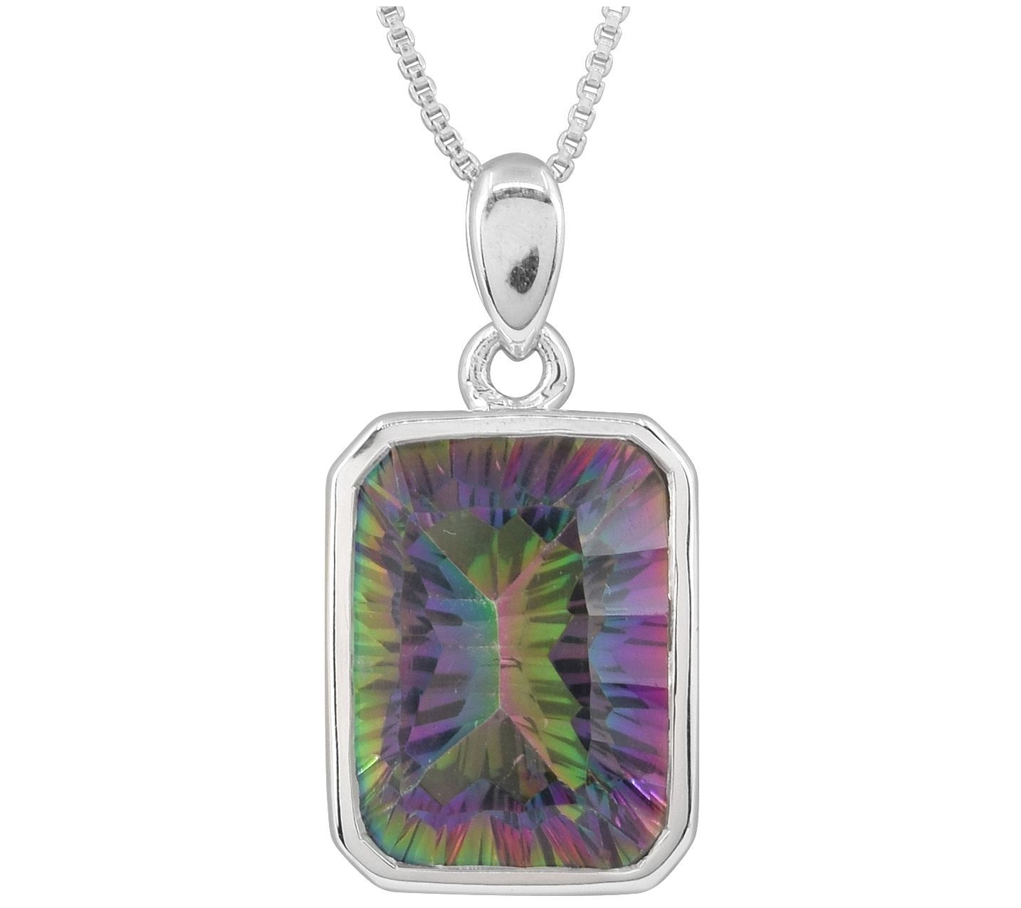 Sterling Silver Coated Quartz Pendant w/ Chain