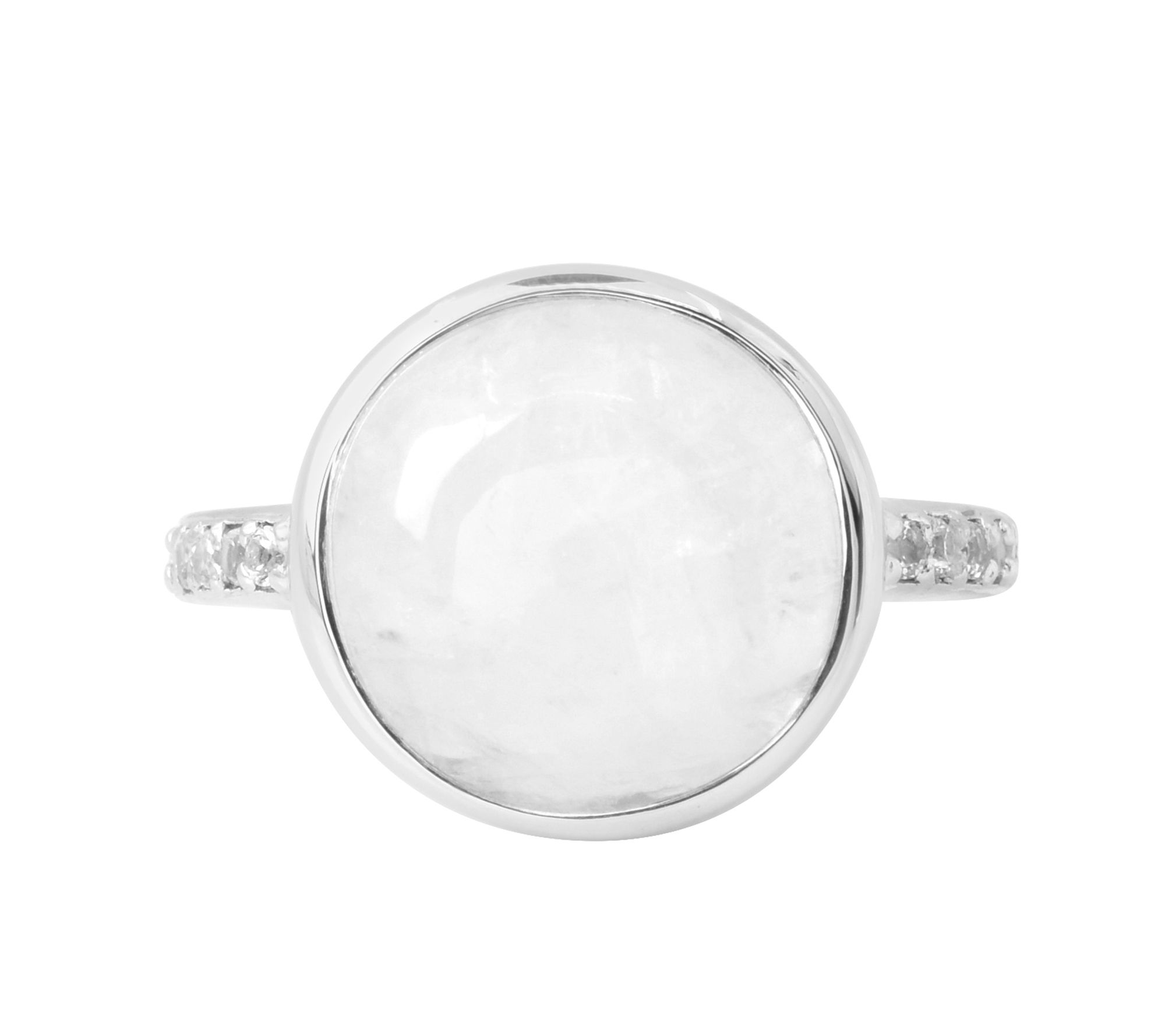 Sterling Silver Rainbow Moonst one & White Top az Ring