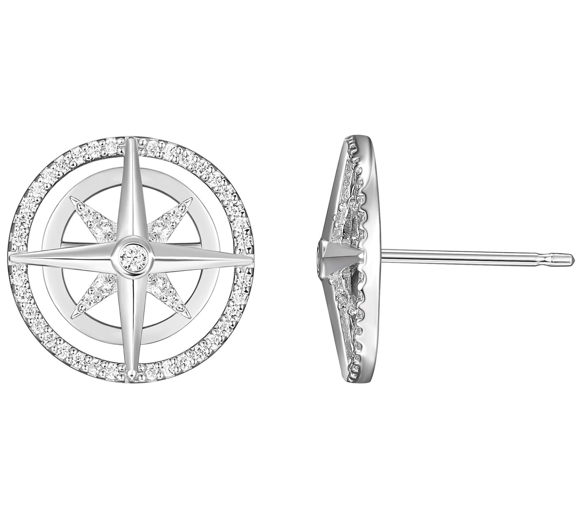 Diamonique 0.50 cttw Starburst Stud Earrings, Sterling Silver