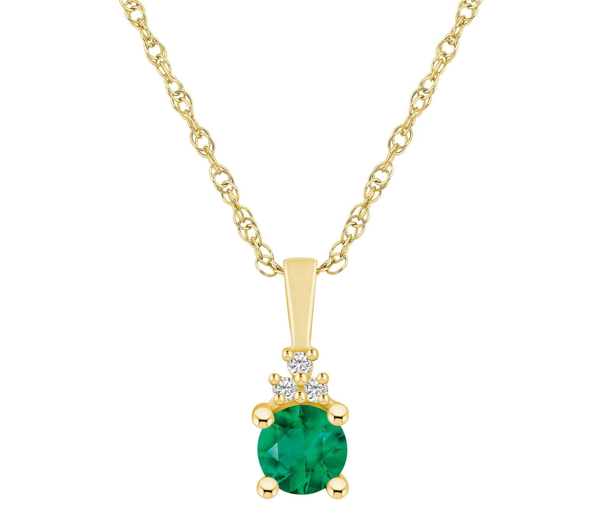 Affinity Gems Round Gemstone & Diamond Pendant, 14K Gold