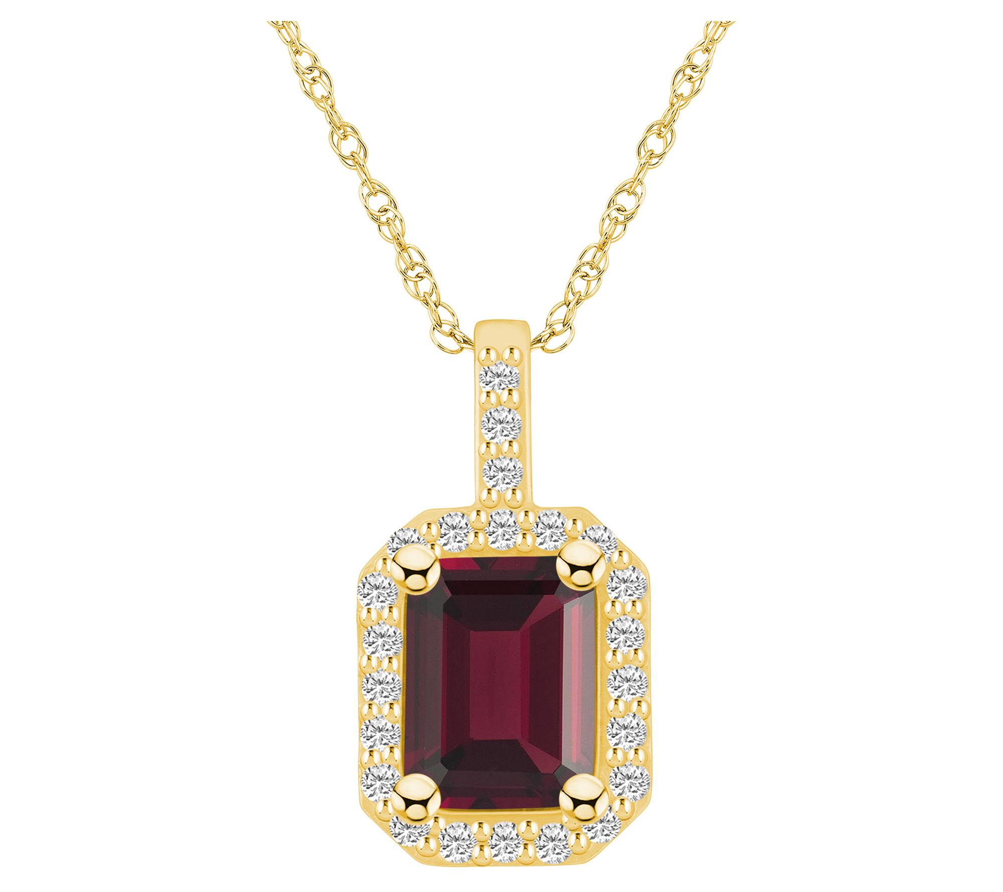 Affinity Gems Gemstone & Diamond Halo Pendant w / Chain, 14K