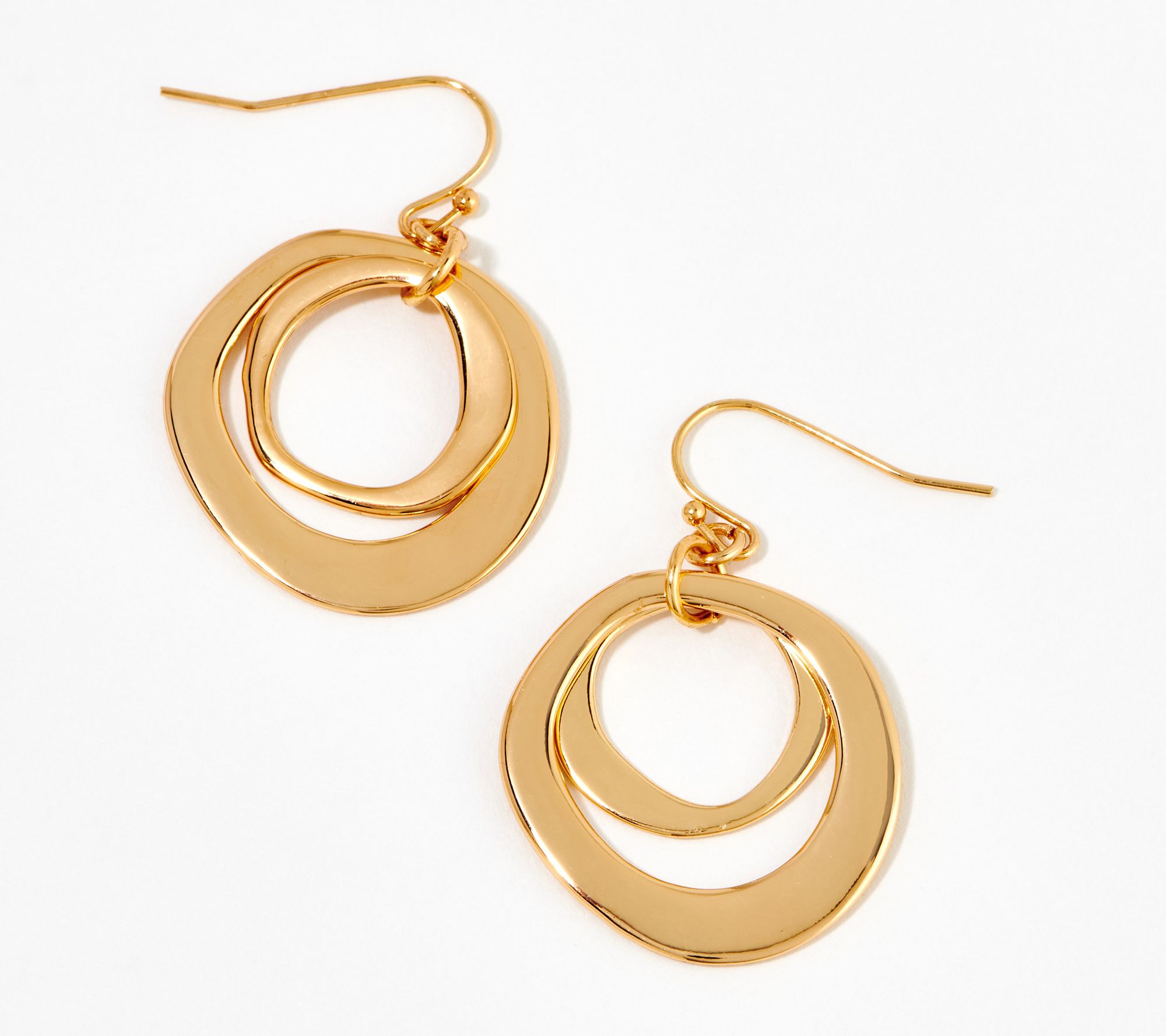 "As Is" Denim & Co. Hammered Circle Drop Earrings