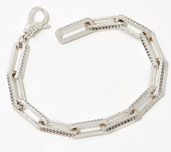 JAI Sterling Silver Textured Paperclip Bracelet - J414389