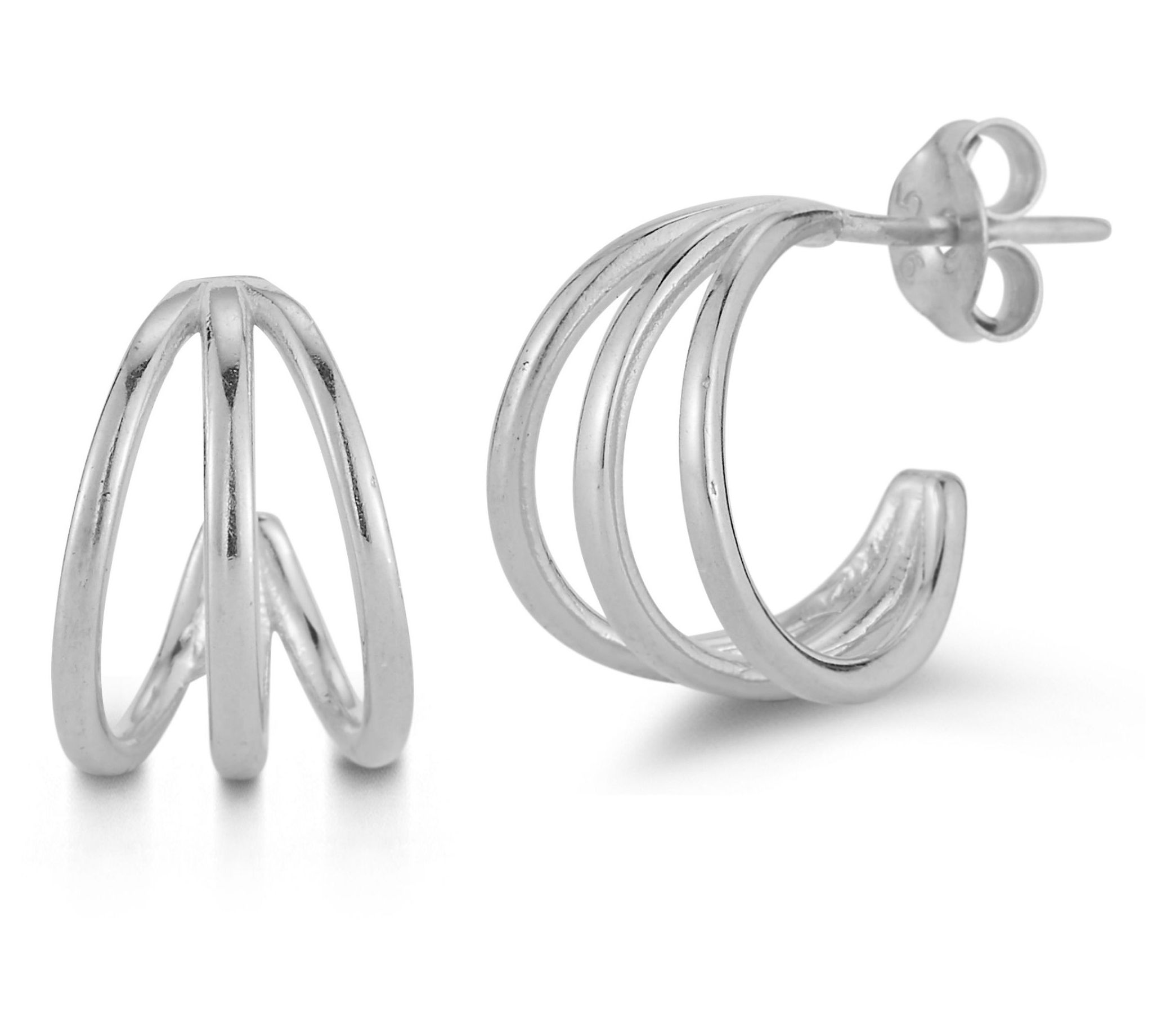 Sterlina Silver Triple Round Hoop Earrings, Sterling