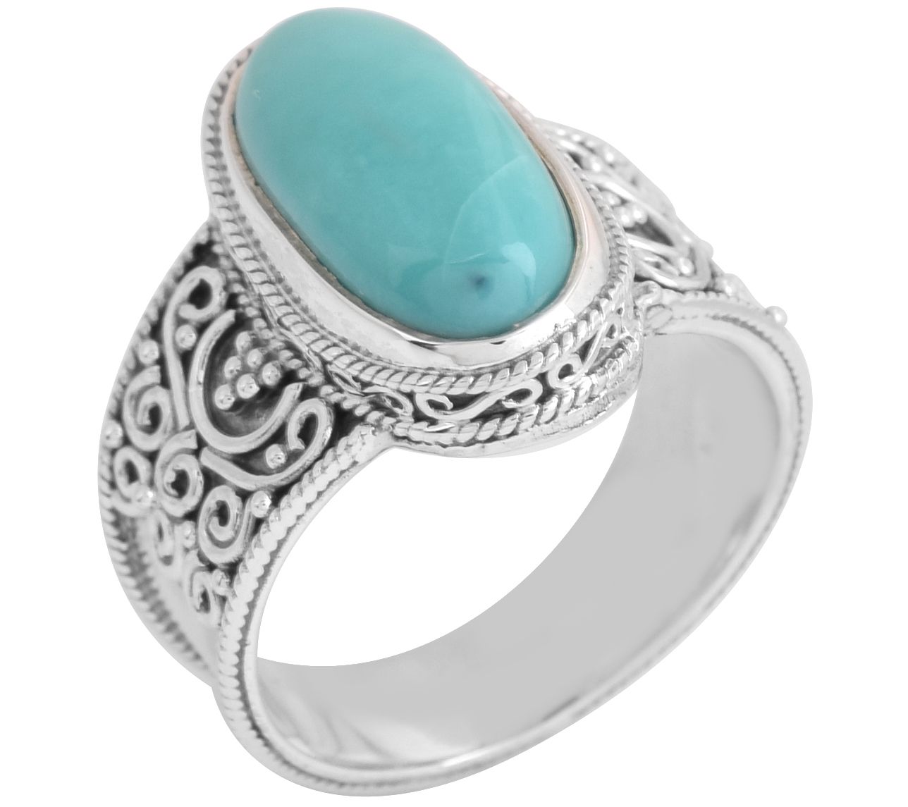 Artisan Crafted Stabilized Turquoise solitaireRing, Sterling