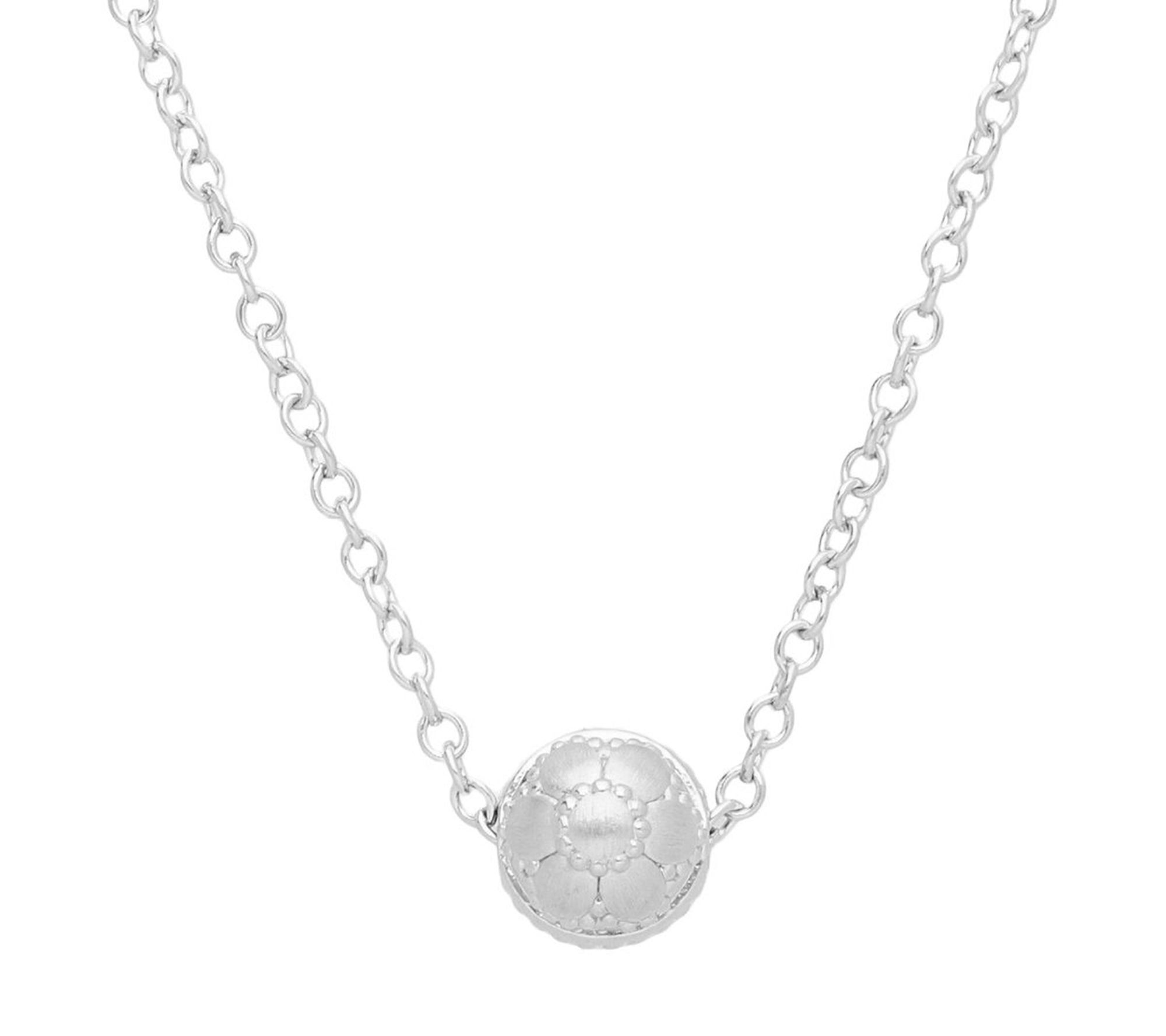 Elyse Ryan Sterling Silver Floral Bead Necklace