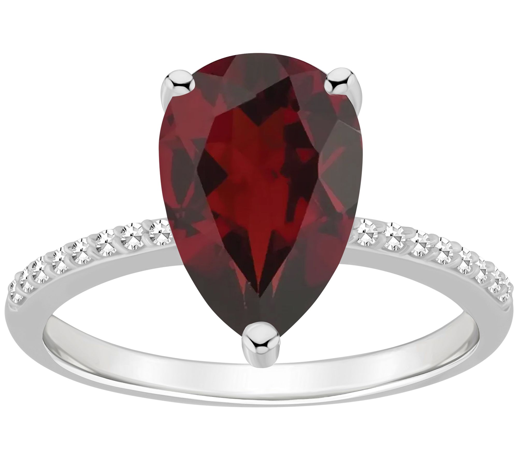 Affinity Gems Pear Cut Gemstone & Diamond Ring,Sterling