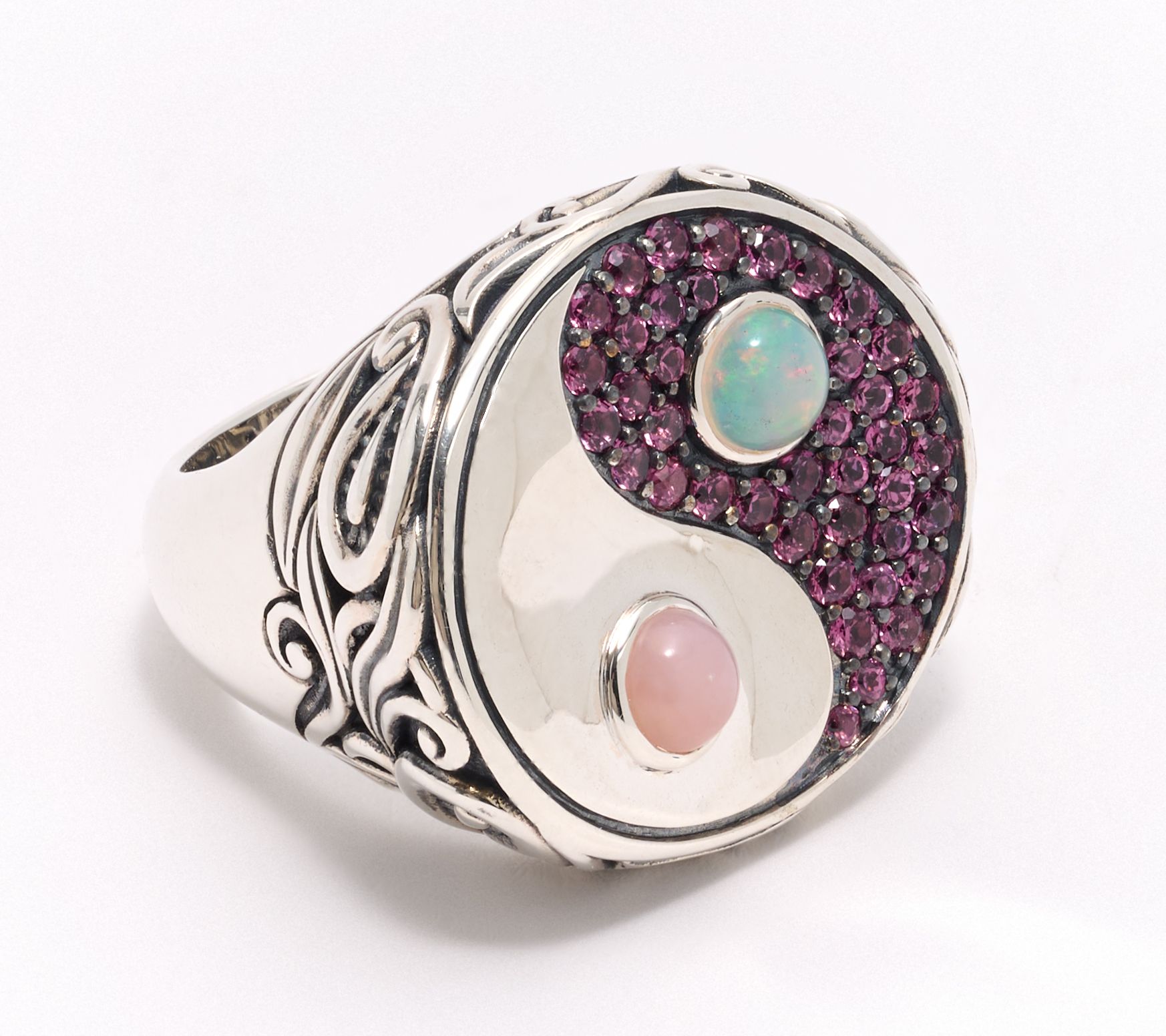 Third Person Sterling Silver Creative Soul Yin Yang Gemstone Ring