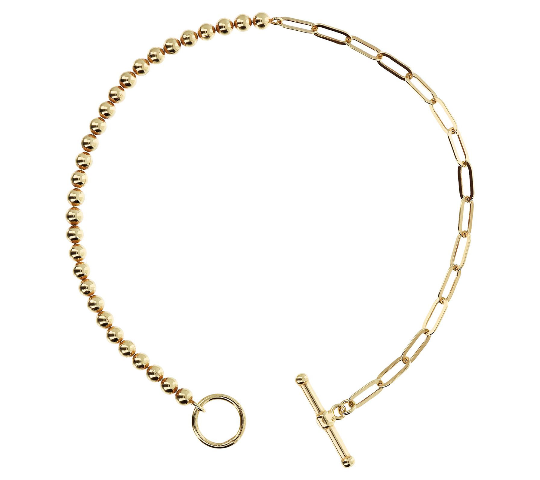 Italian Silver Bead and Paperclip Link Bracelet, 3.7g