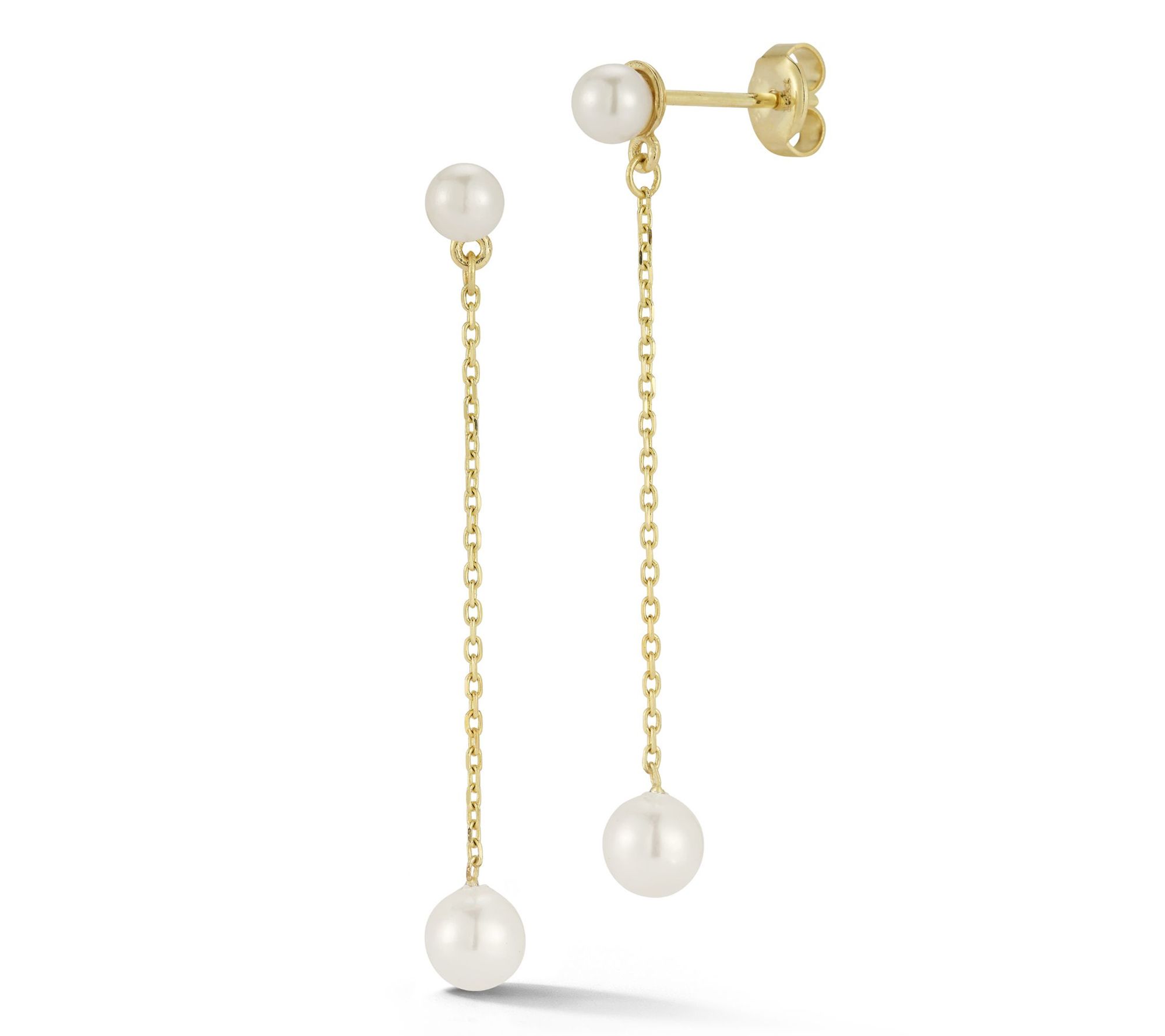 Luminosa Gold Cultured Pearl Chain Drop Earrings, 14K