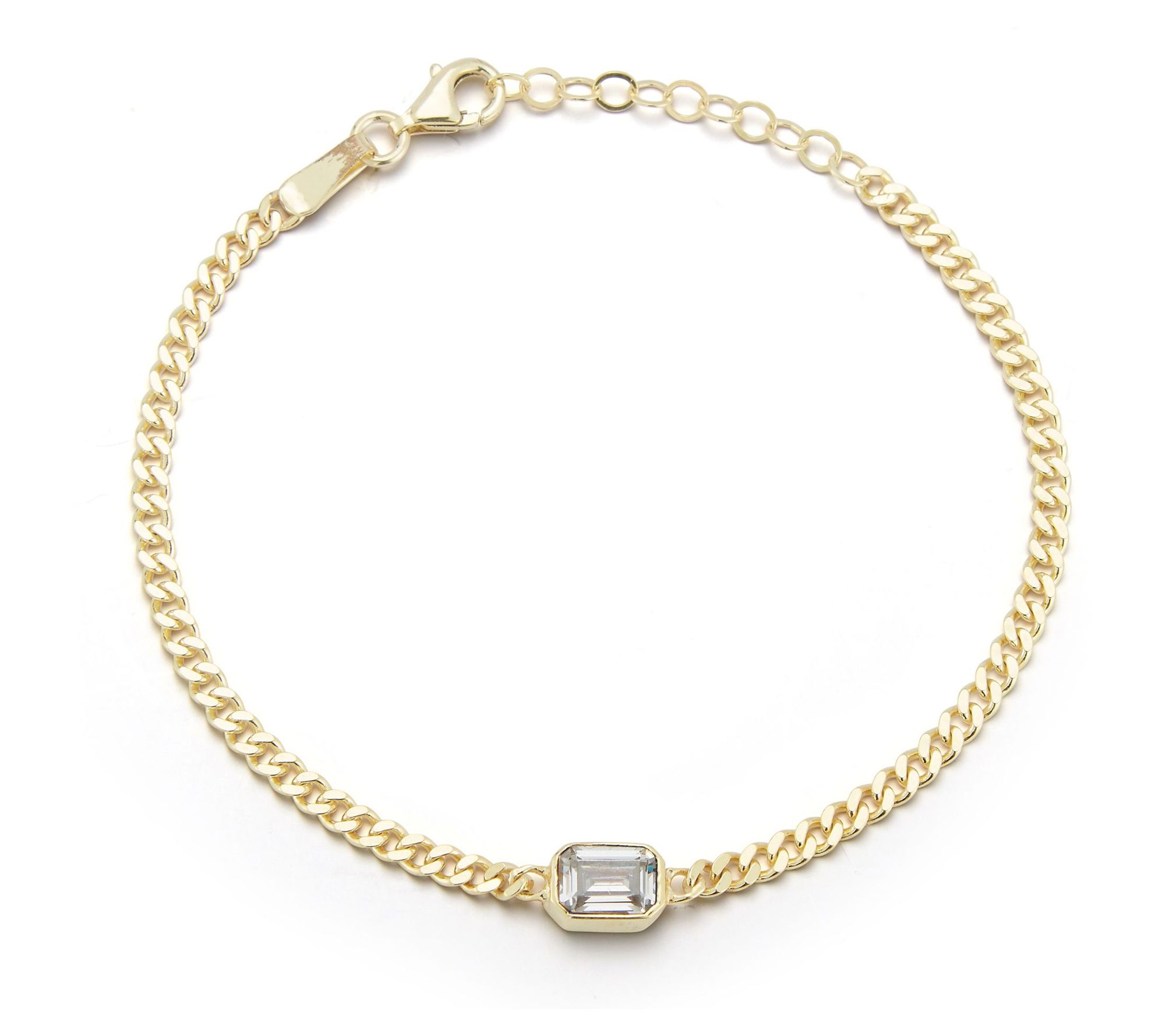 Sterlina Silver Simulated Diamond Bracelet, 14KGold Plated