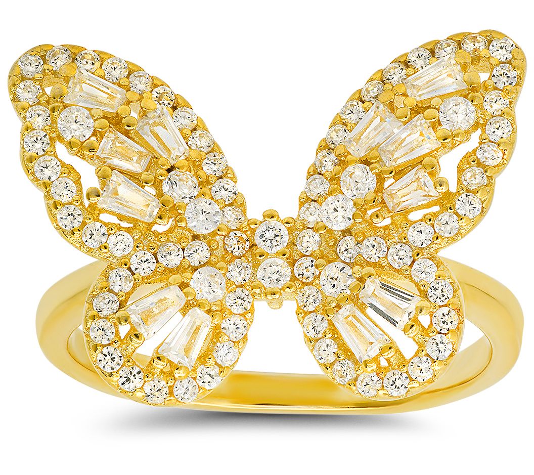 Sterling Silver Pave  Butterfly Cocktail Ring