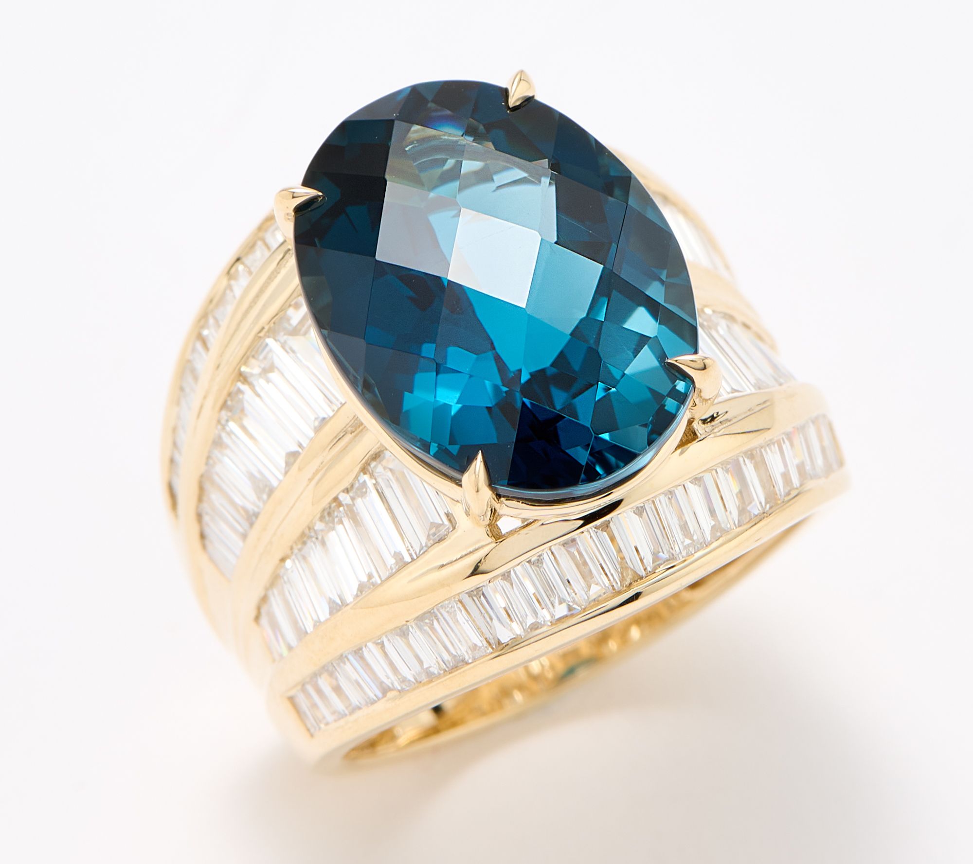 As Is Effy LondonBlue Topaz&Diamond Cocktail Ring, 14K YG