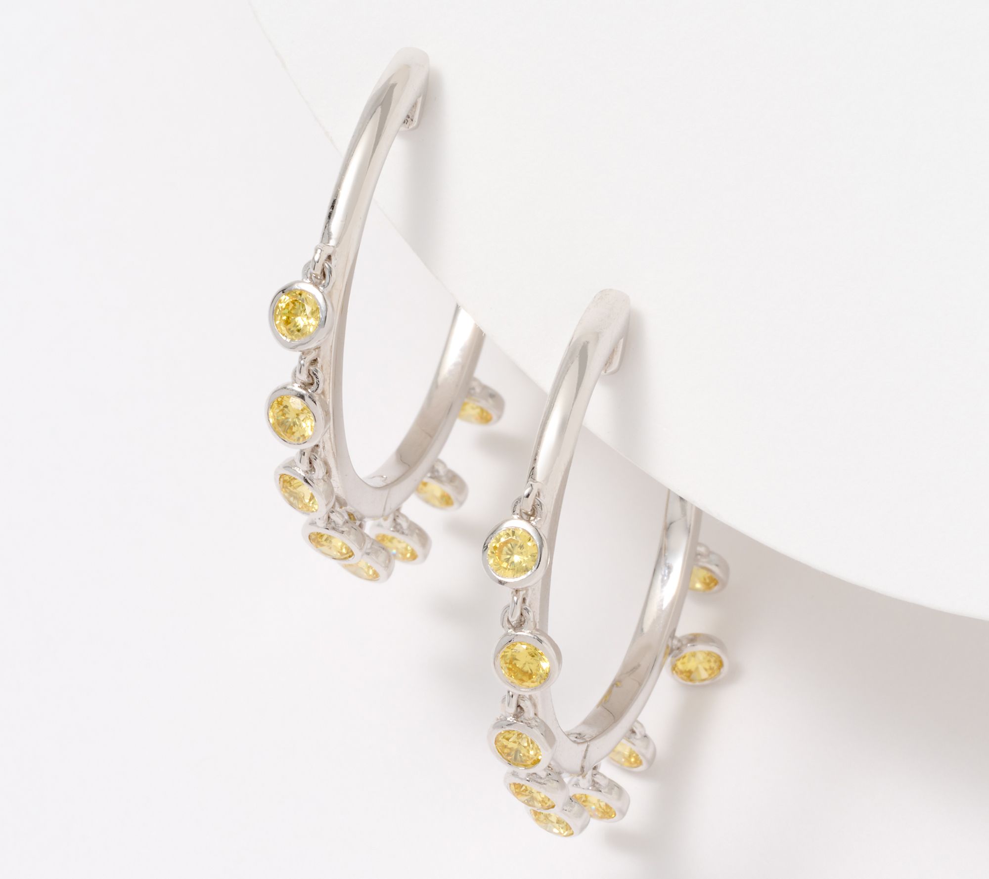 Diamonique x Kathy Levine Fringe Hoop Earrings, Sterling Silver