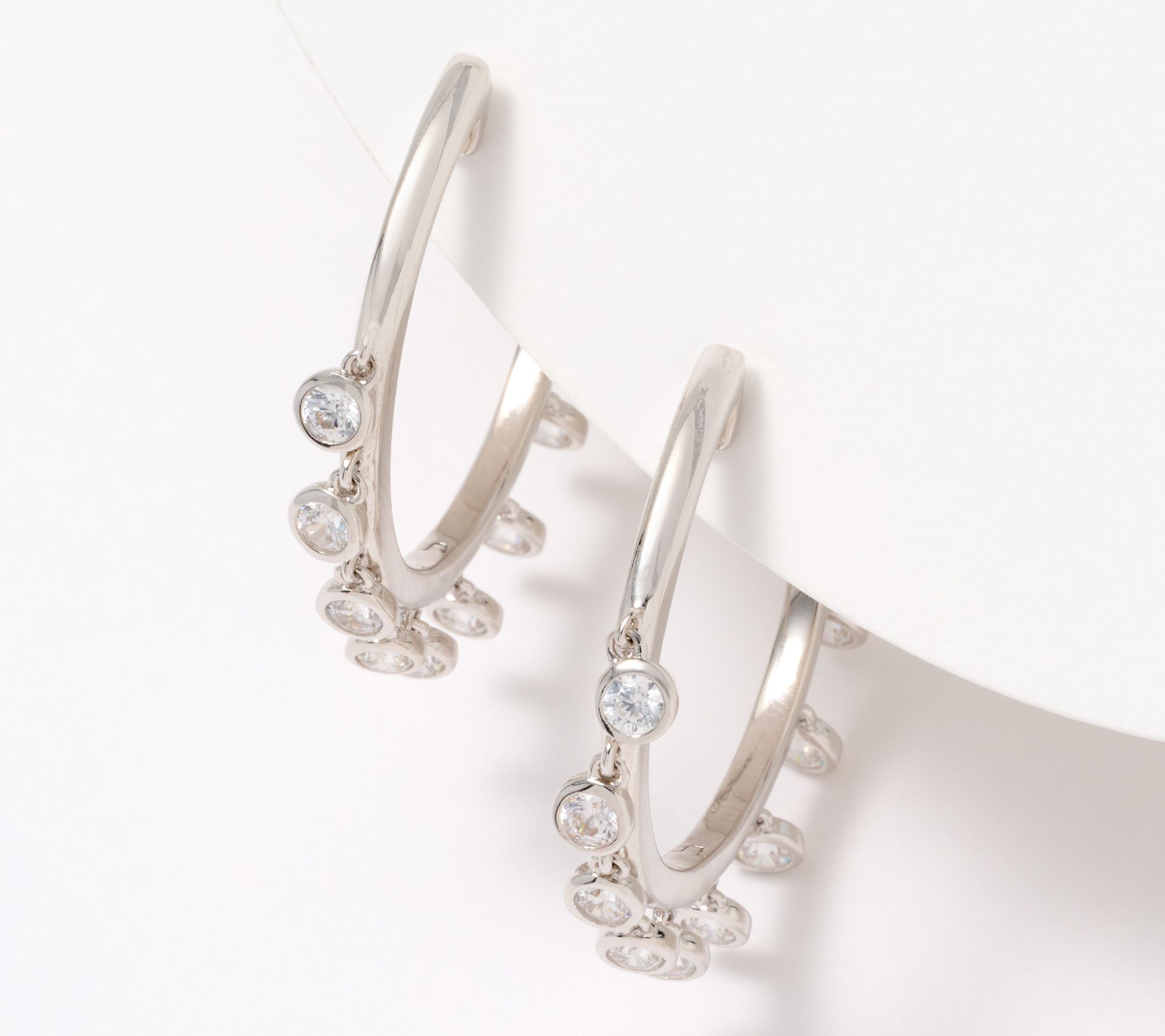 Diamonique x Kathy Levine Fringe Hoop Earrings, Sterling Silver