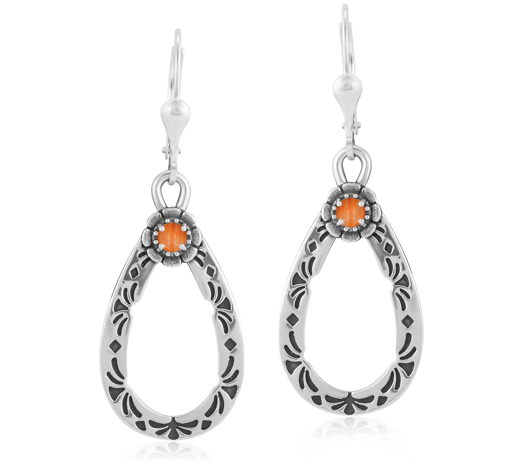 American West Sterling Pear Shape Gemstone Dangle Earrings