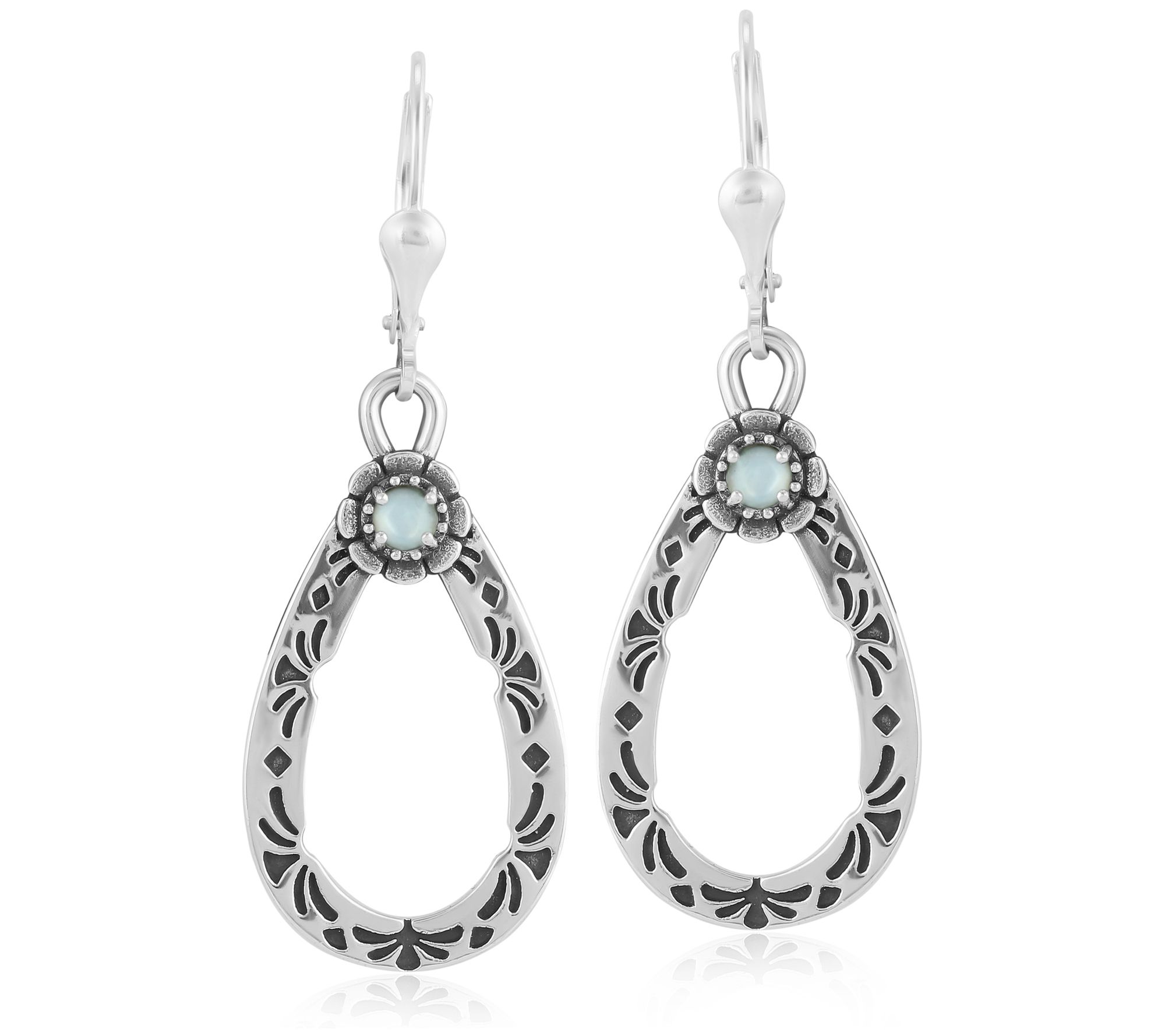 American West Sterling Pear Shape Gemstone Dangle Earrings