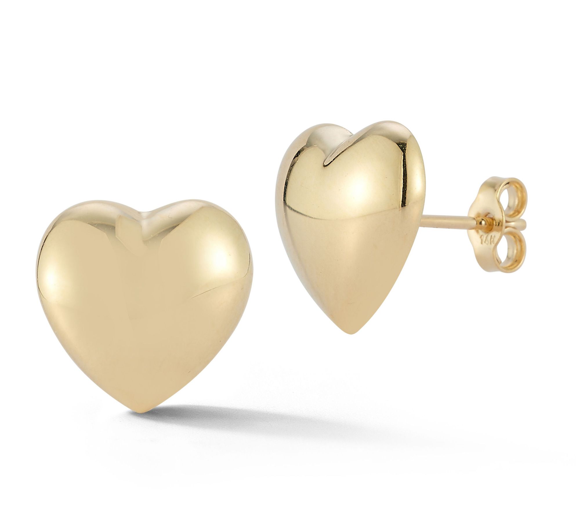 Luminosa Gold 3/8" Heart Stud Earrings, 14K