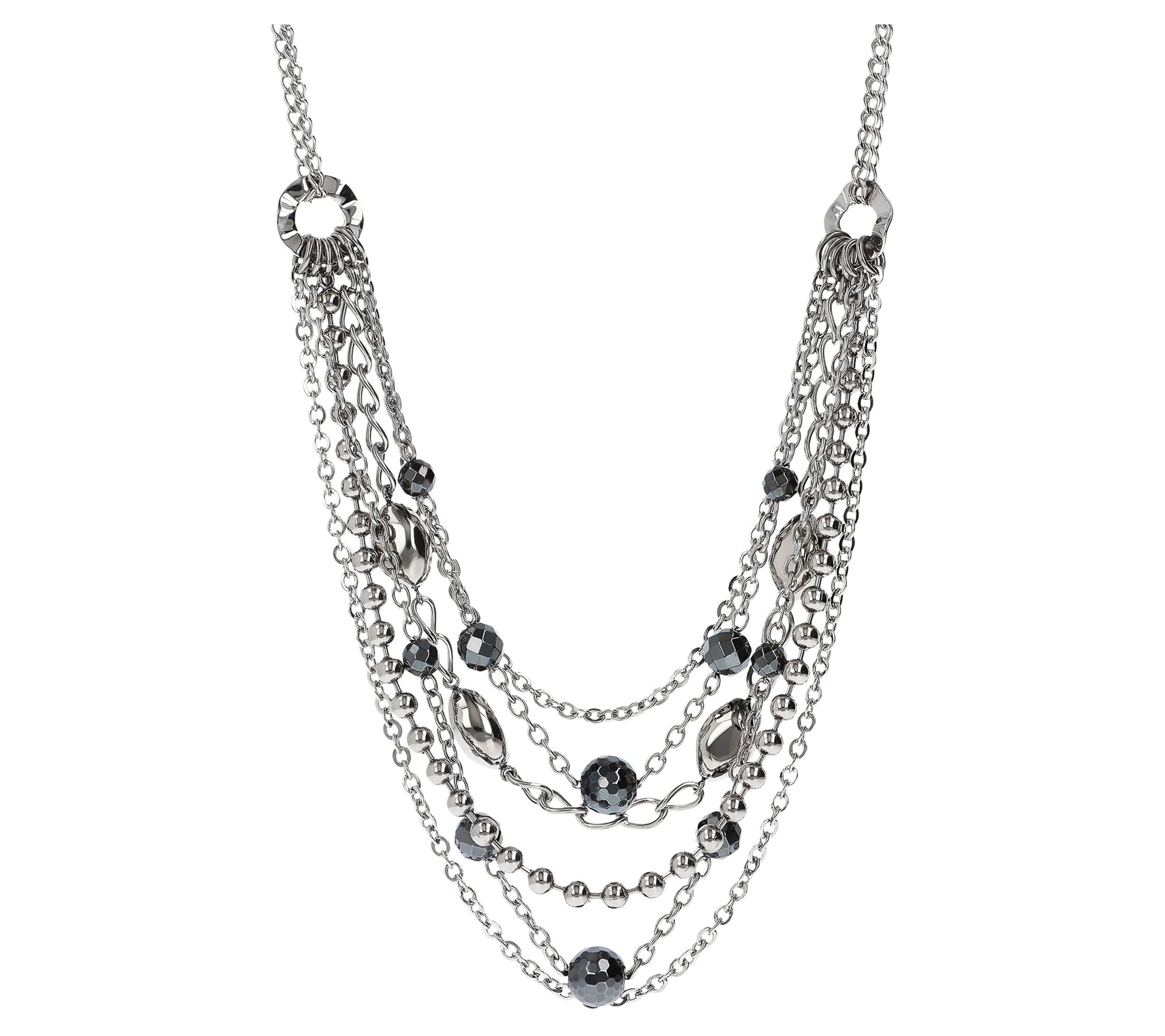 Steel By Design Multi-Strand Hematite Bead Necklace