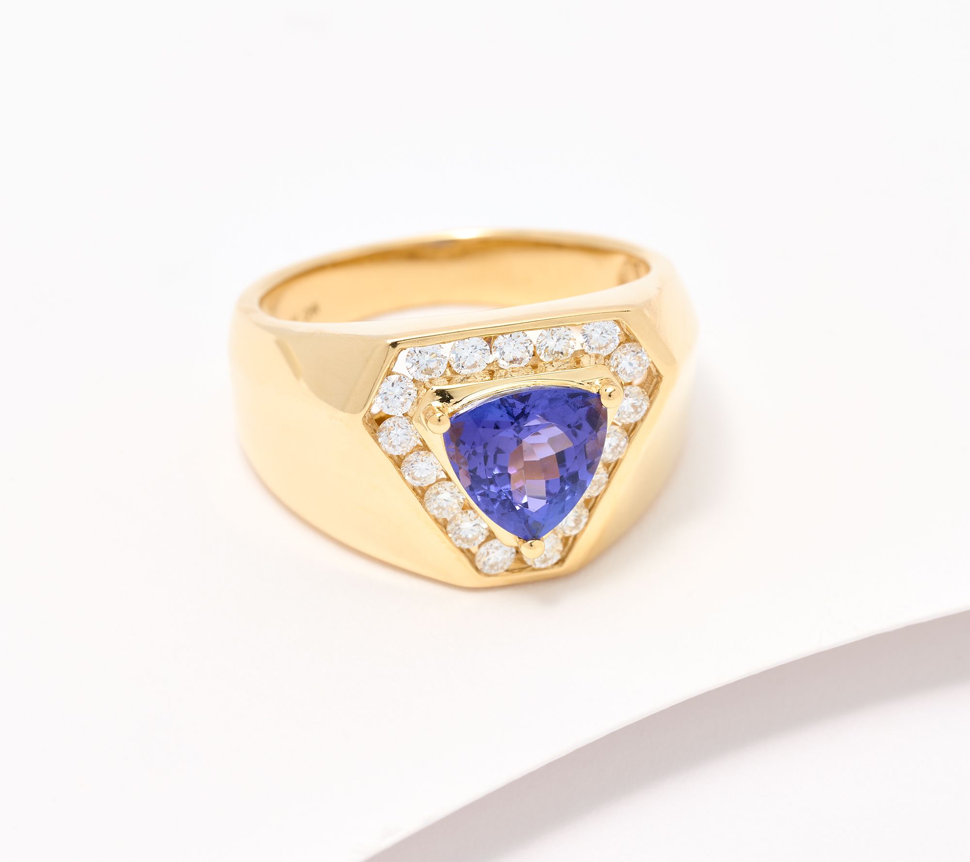 Pure Tanzanite by Jeff Moseley Men's Tanzanite & Diamond Ring, 18K Gold