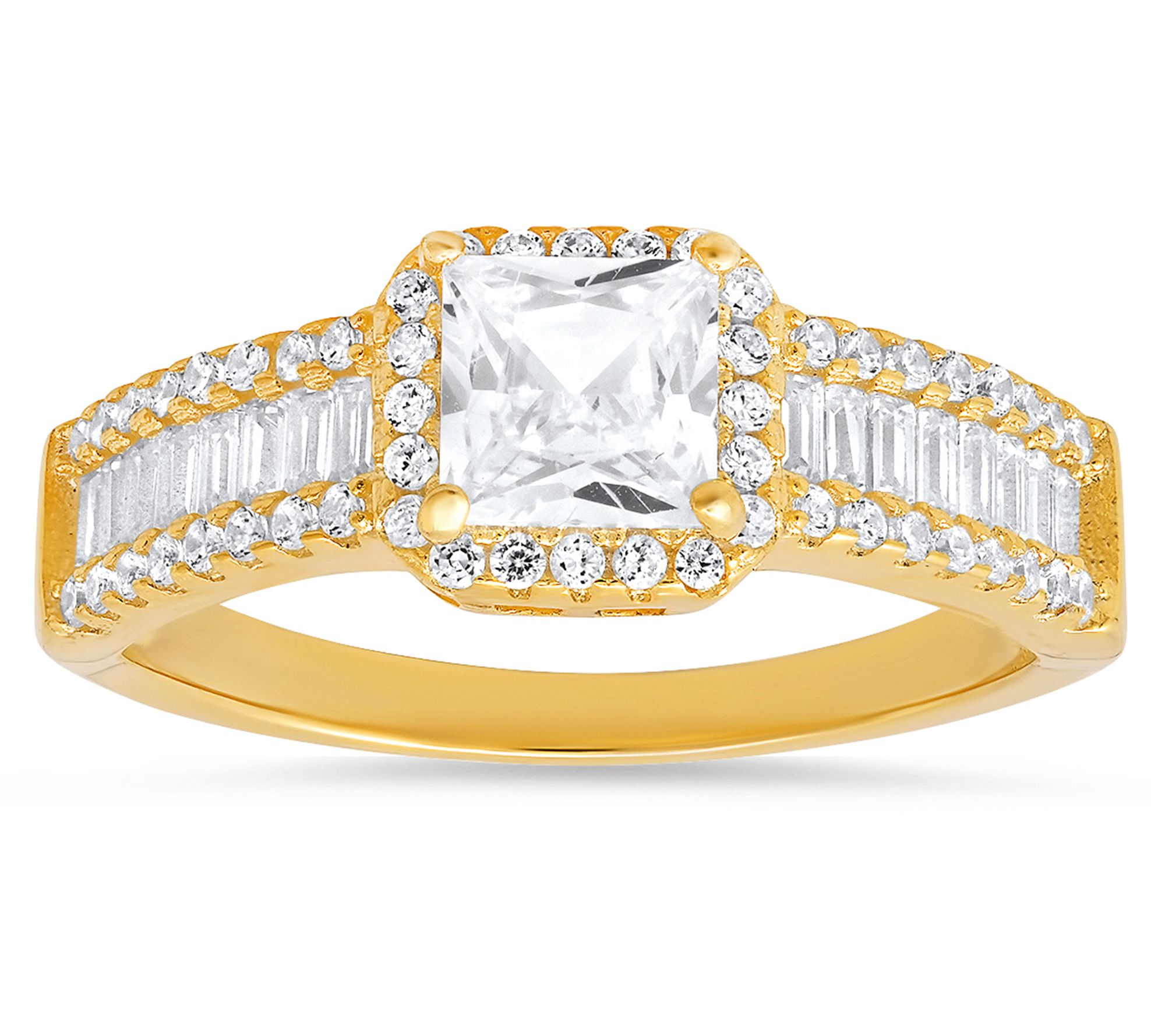 Diamonique 1.25 cttw Princess Cut Halo Ring, Sterling Silver