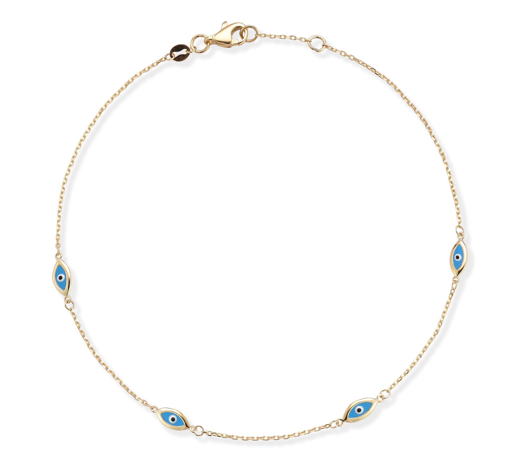 Luminosa Gold Enamel Evil Eye Ankle Bracelet, 14K