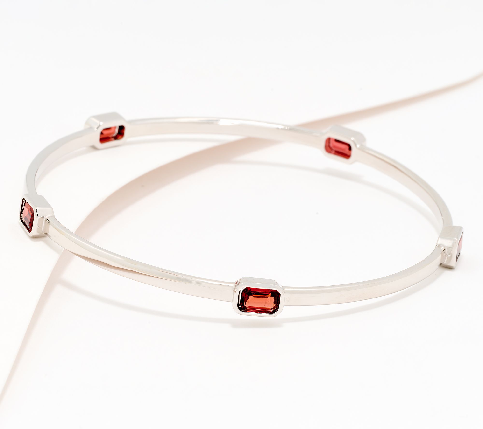 David Markstein Bronze Emerald Cut Silver Plated Gemstone Bangle