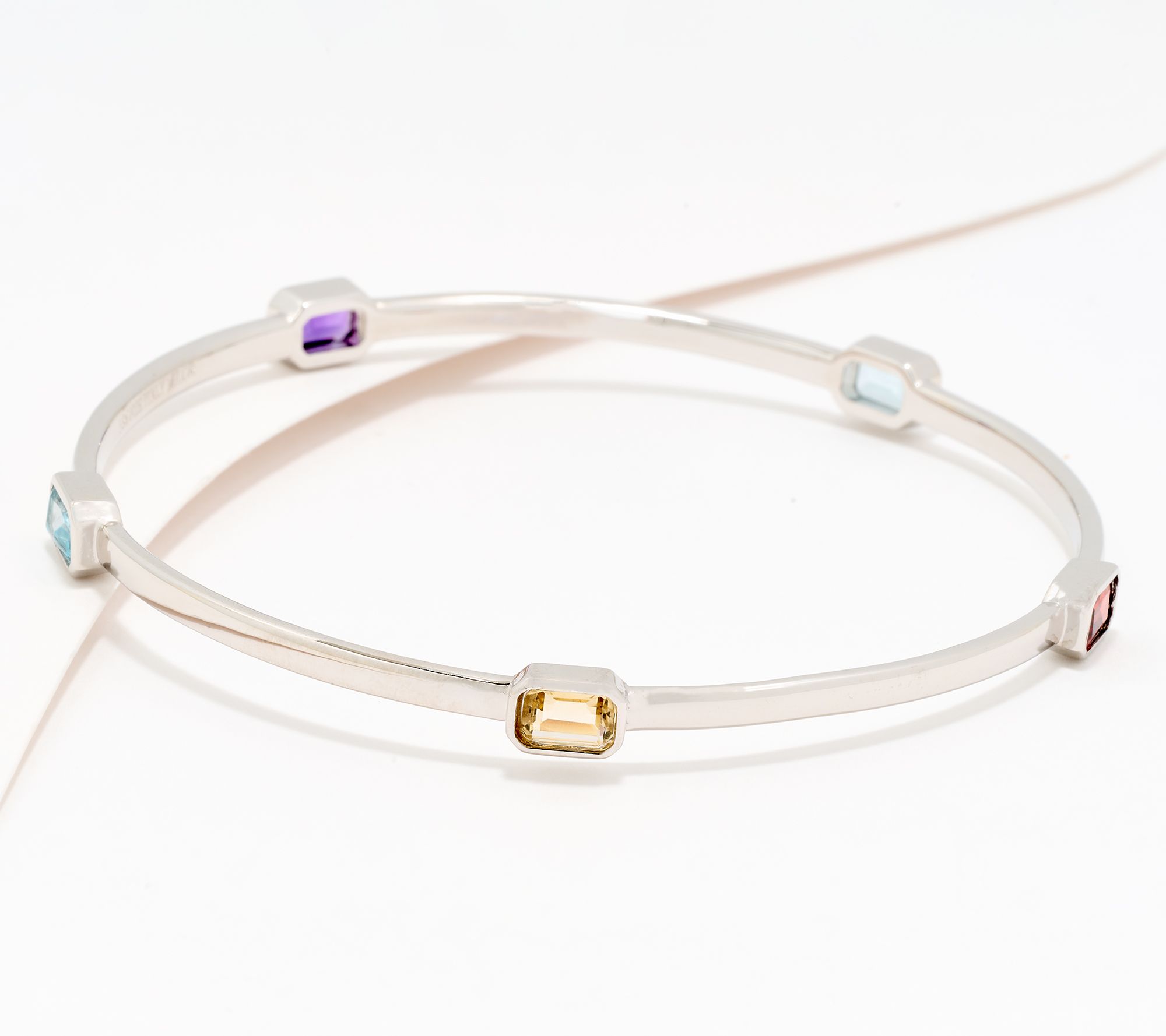 David Markstein Bronze Emerald Cut Silver Plated Gemstone Bangle