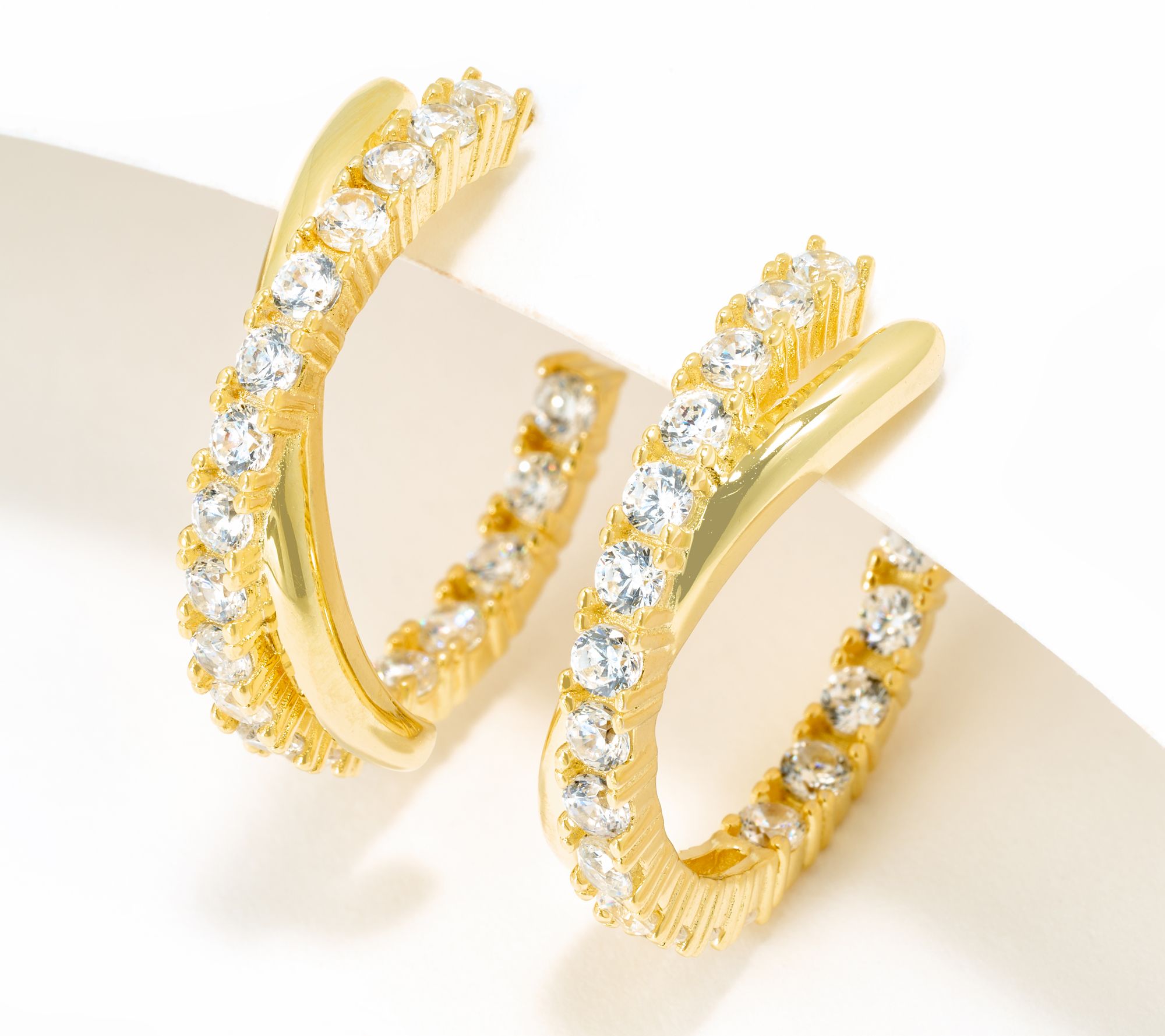 Diamonique Crossover 0.84 cttw Hoop Earrings, Sterling Silver