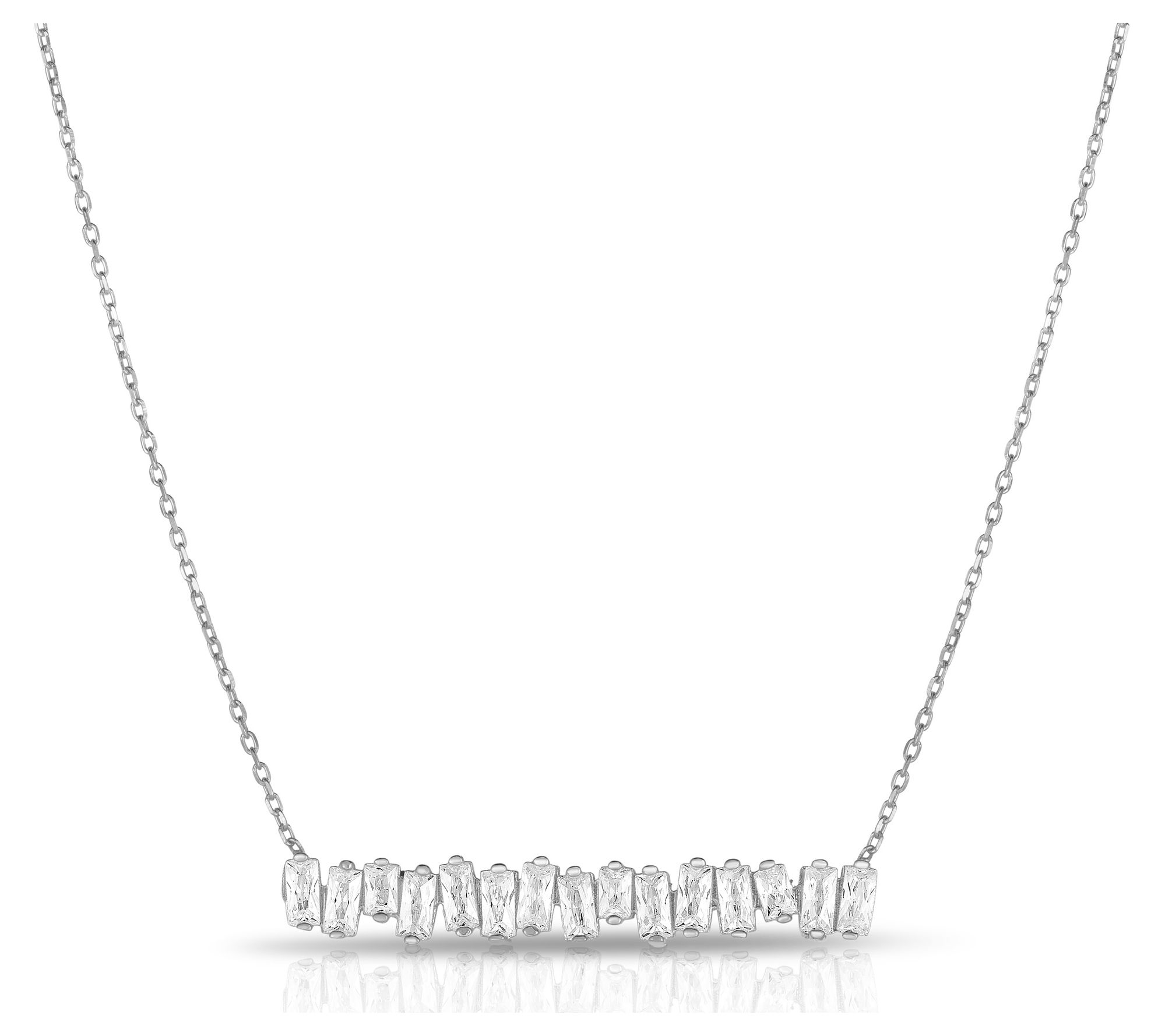 Sterlina Silver Baguette Bar Necklace, Sterling