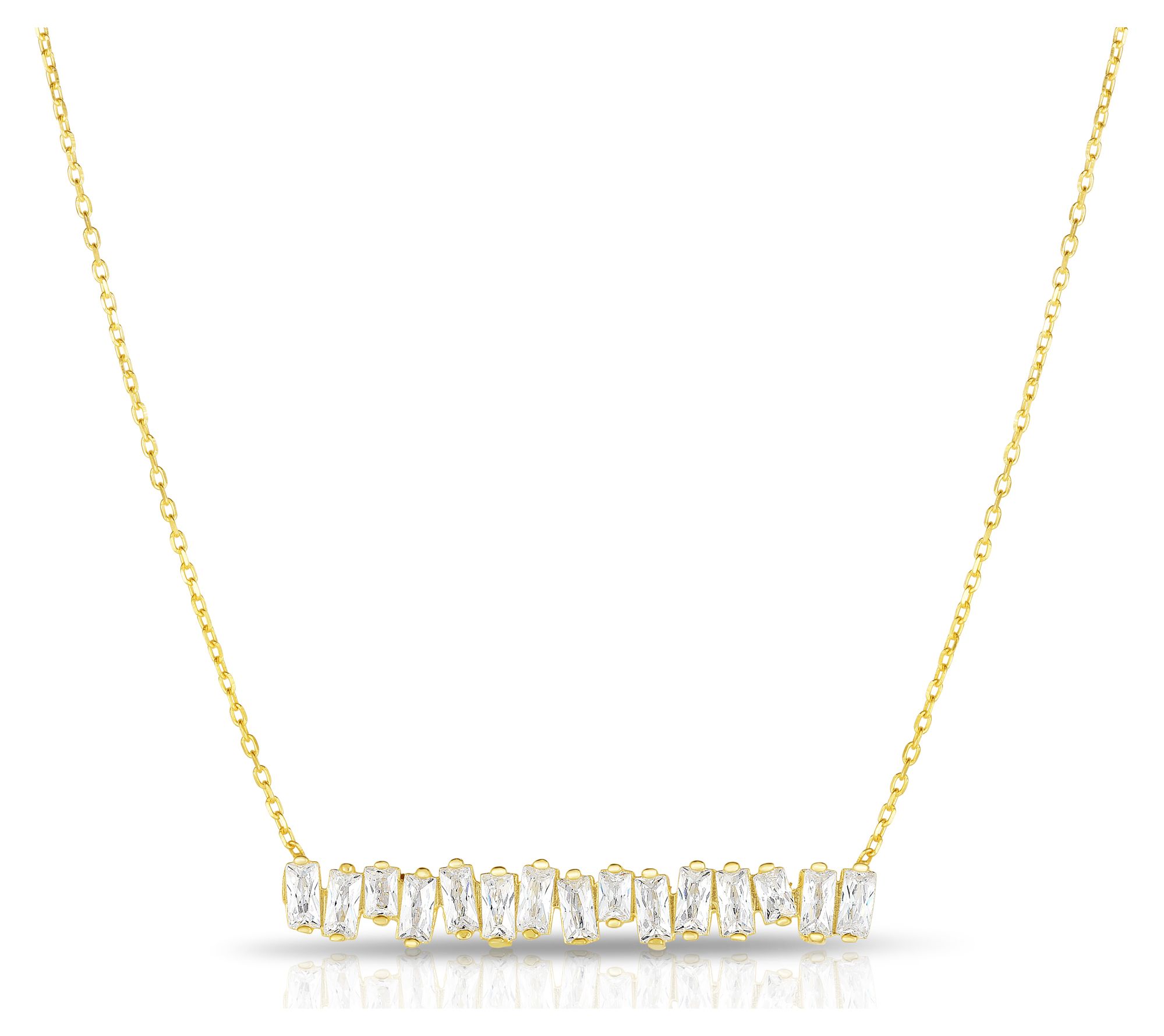 Sterlina Silver Baguette Bar Necklace, Sterling