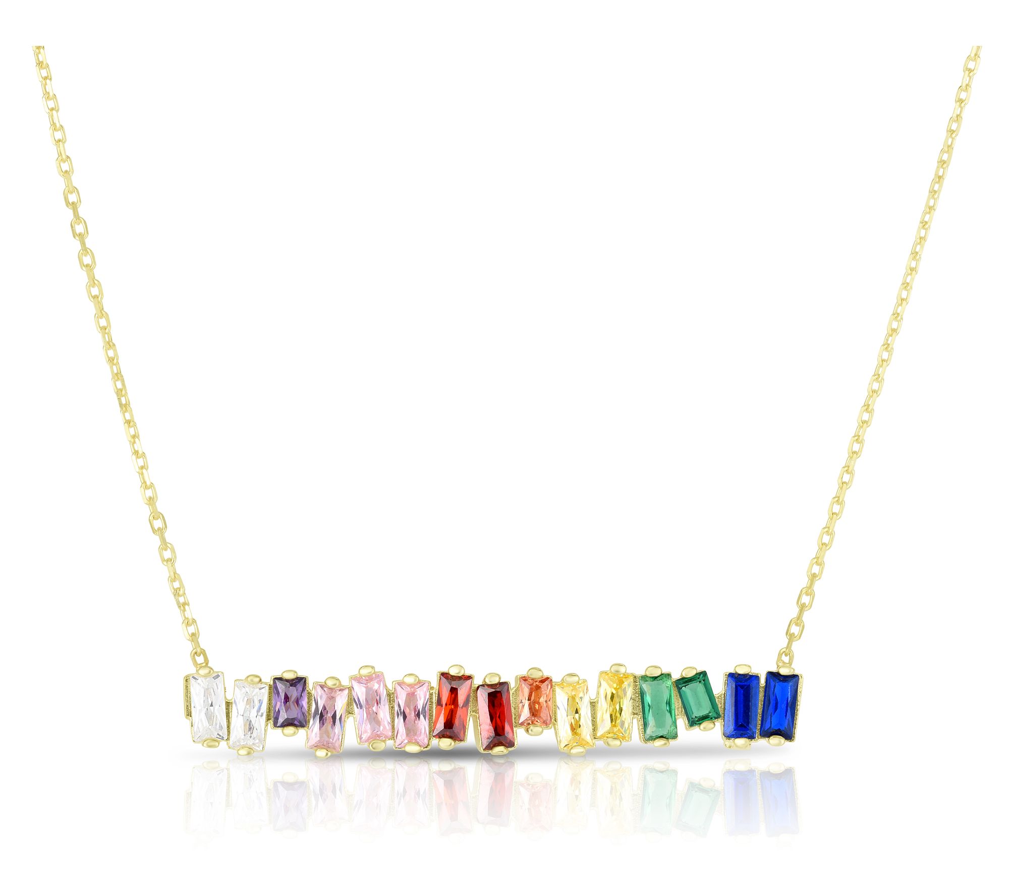 Sterlina Silver Baguette Bar Necklace, Sterling
