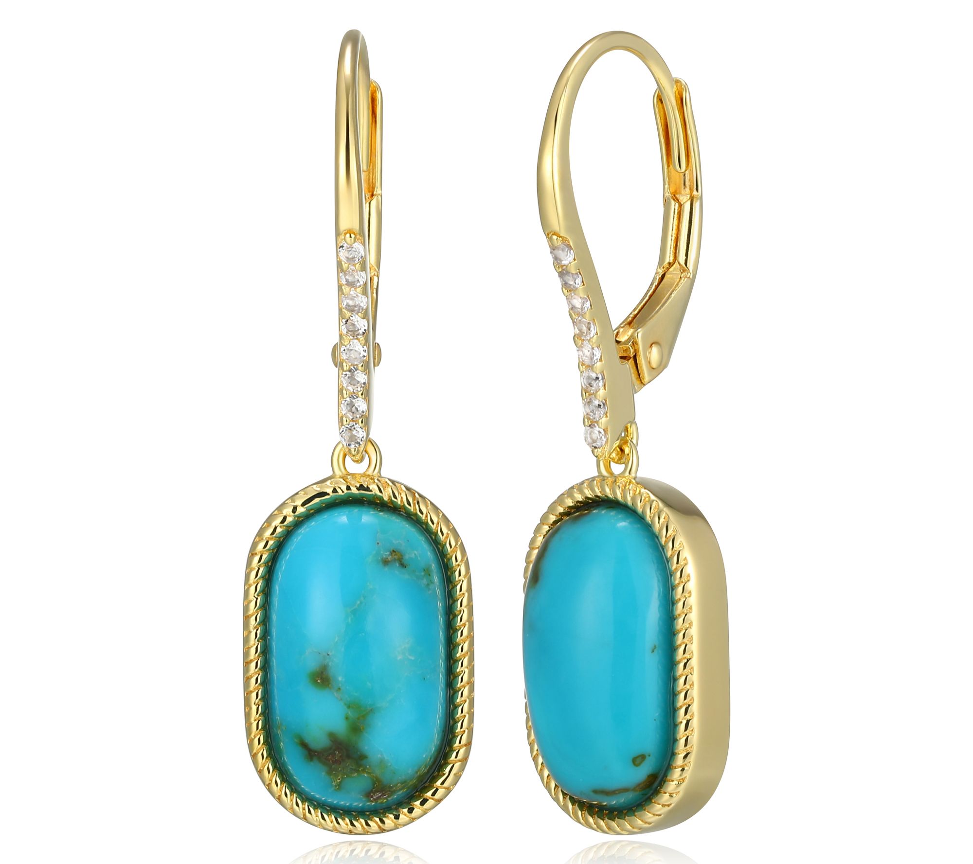 Affinity Gems Turquoise & Topaz Earrings, 18K Gold Plated