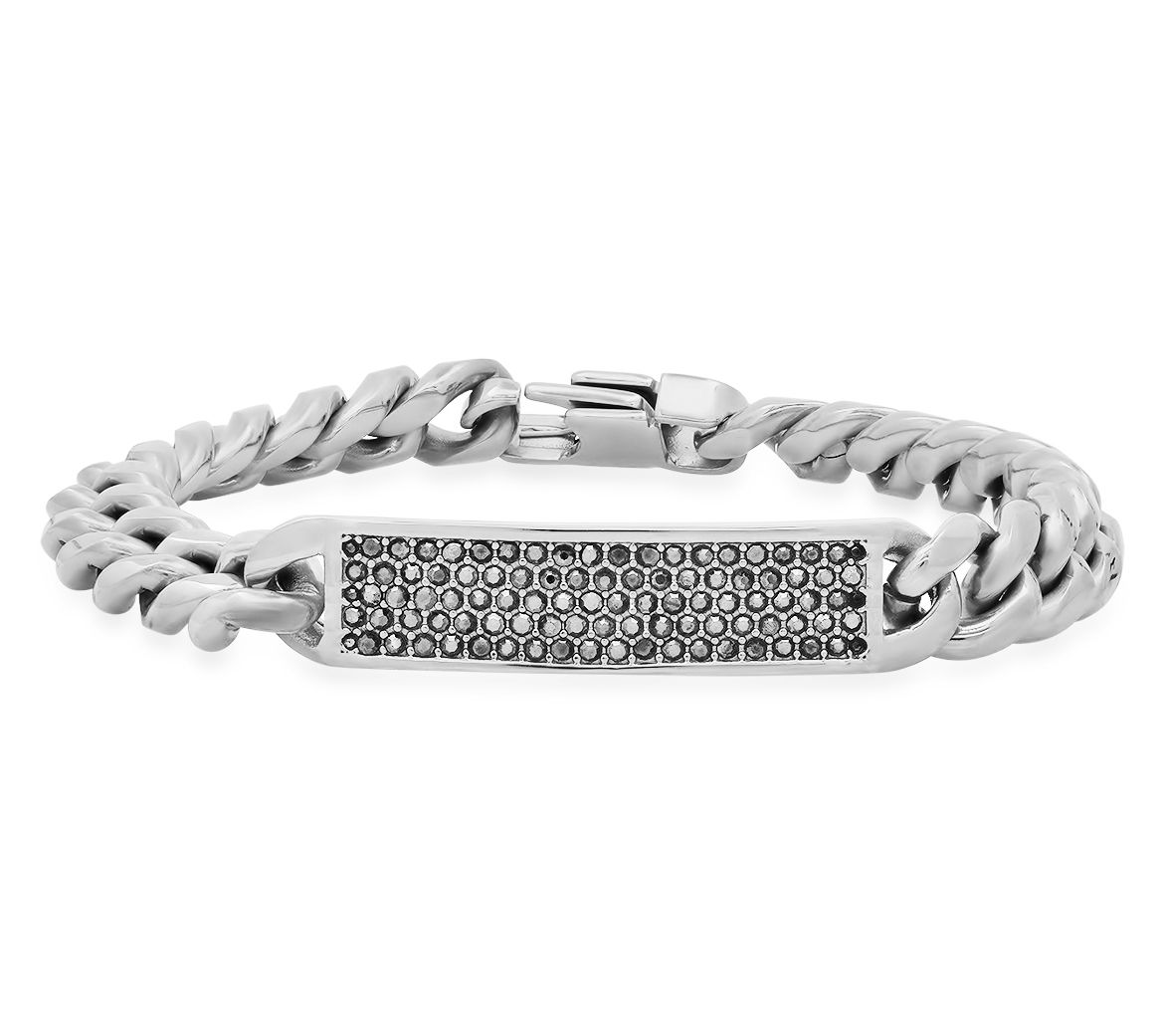 Steel By Design Men's Pave ID Bracelet