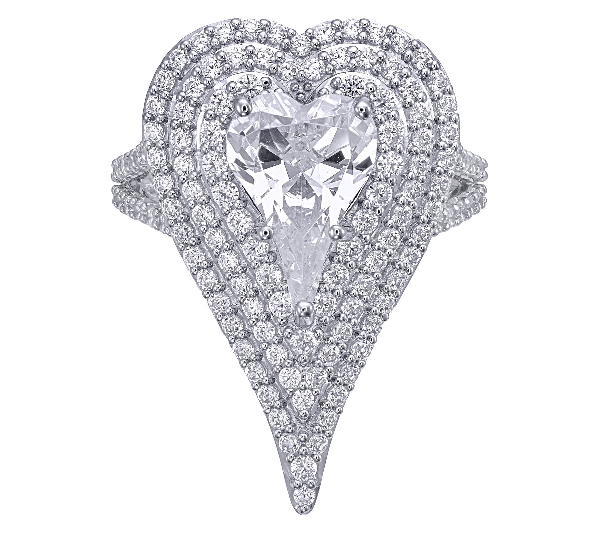 Diamonique x Jennifer Miller Heart Halo Ring, S terling