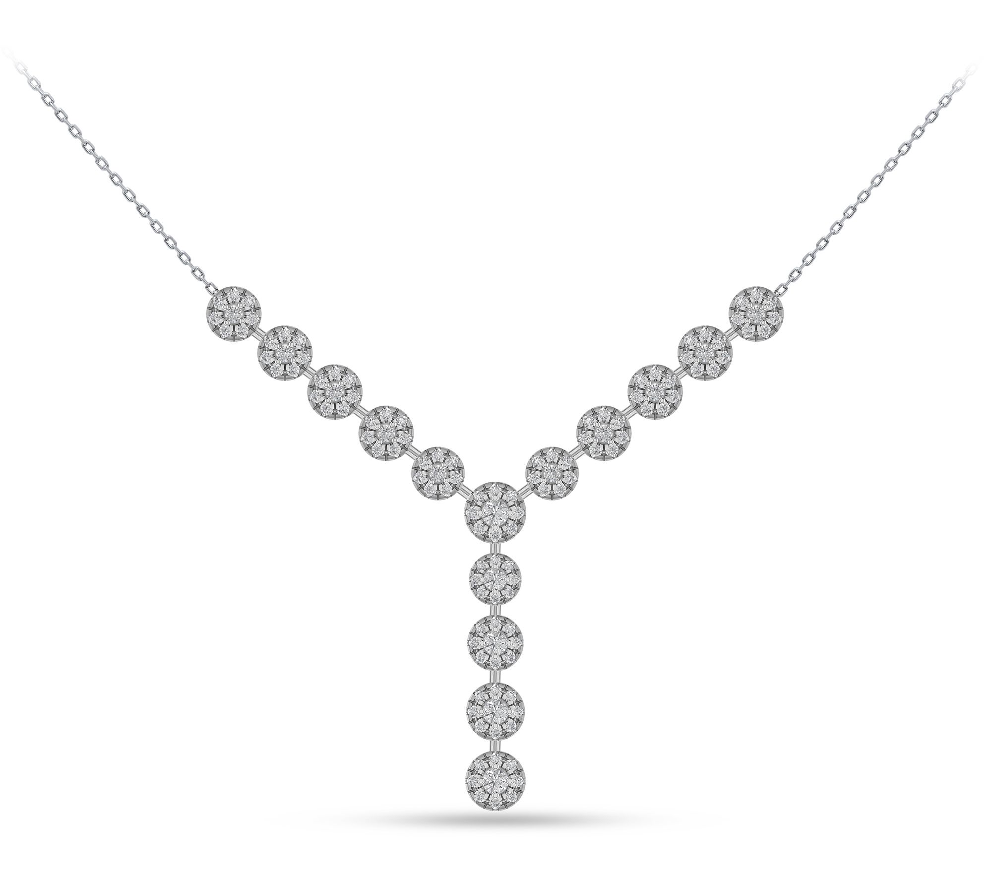 Affinity Diamond 1.50 cttw Cluster Lariat Necklace, Sterling
