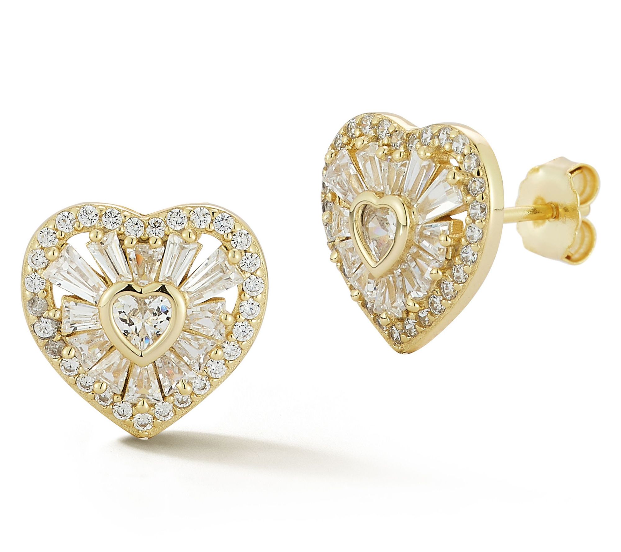Sterlina Silver Pave Heart Stud Earrings, Sterling