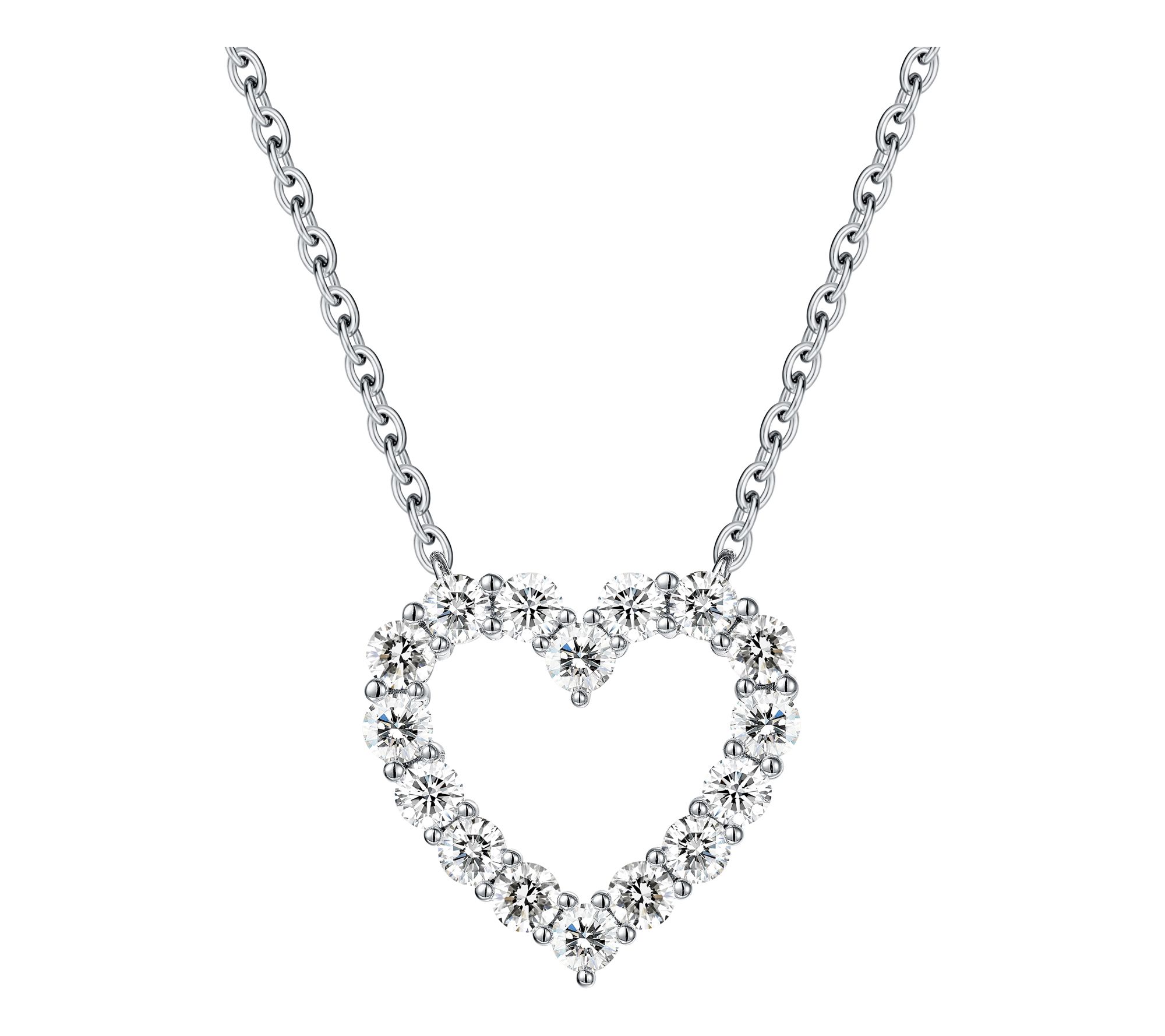Fire Light Lab Grown Diamond Heart Necklace, Sterling Silver