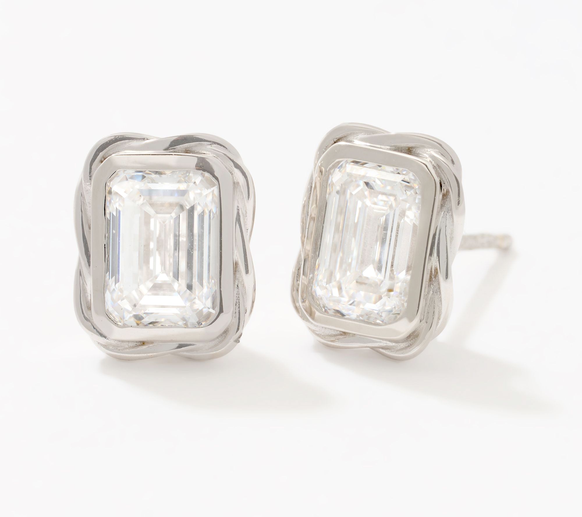 XO TACORI Lab Grown Diamond Emerald 2.00 cttw Bezel Studs, 14K
